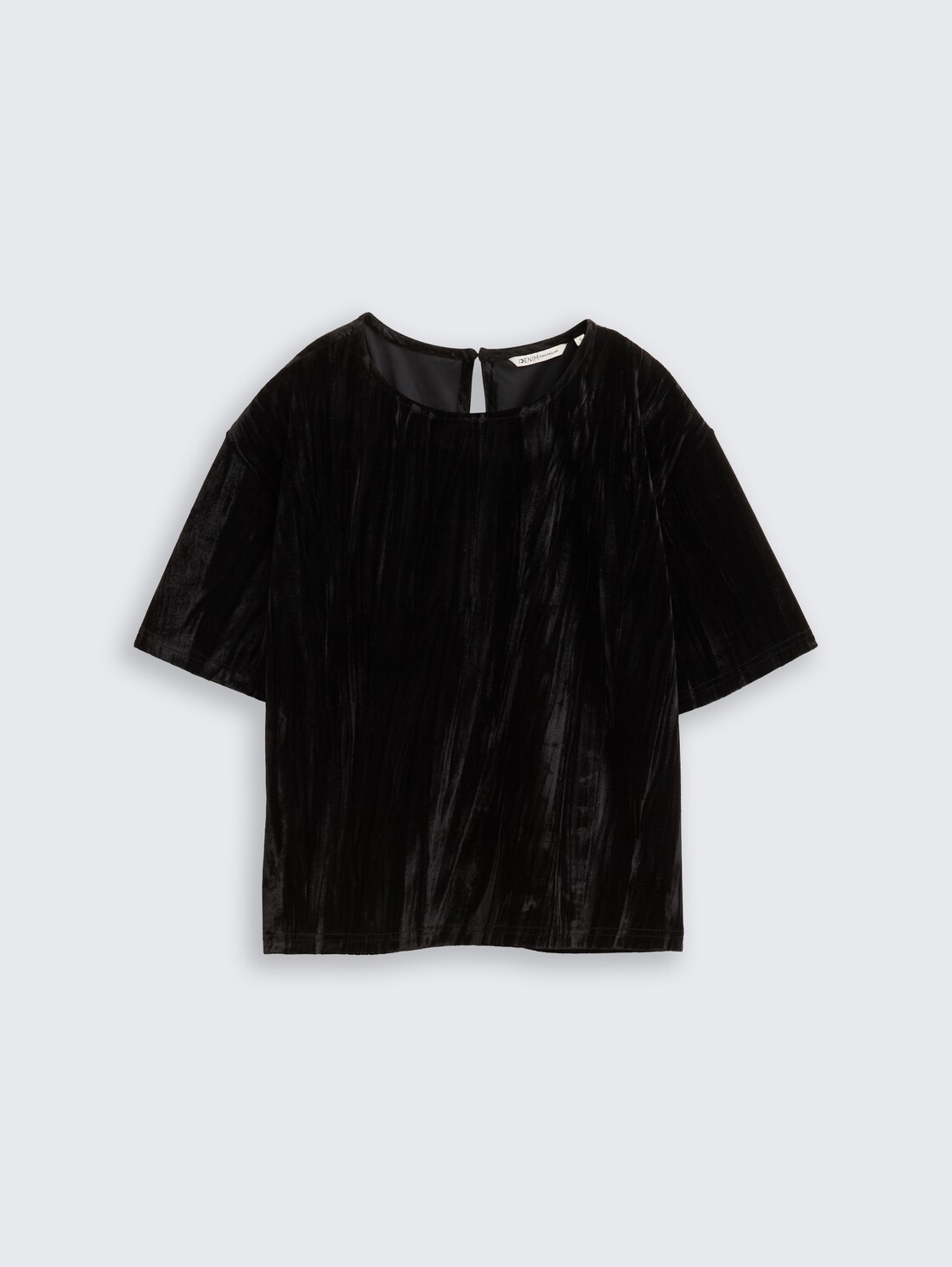 Loose Fit T-Shirt aus Samt - deep black - Vorder-Produkt-Ansicht