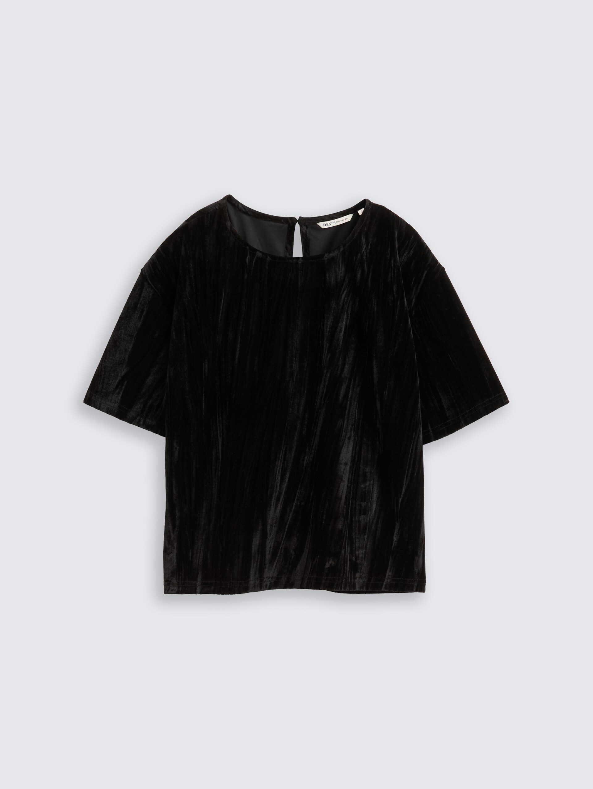Loose Fit T-Shirt aus Samt - deep black - Vorder-Produkt-Ansicht