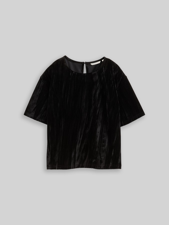Loose fit T-shirt van fluweel door Denim Female, deep black