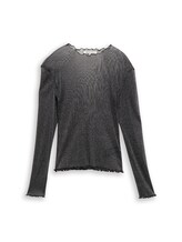 Geselecteerd, Mesh shirt met lange mouwen en glitter-effect door Tom Tailor, zwart