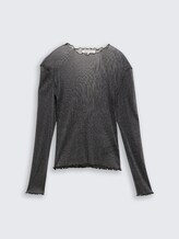 Mesh Langarmshirt mit Glitzer-Effekt - black with silver - Vorder-Produkt-Ansicht