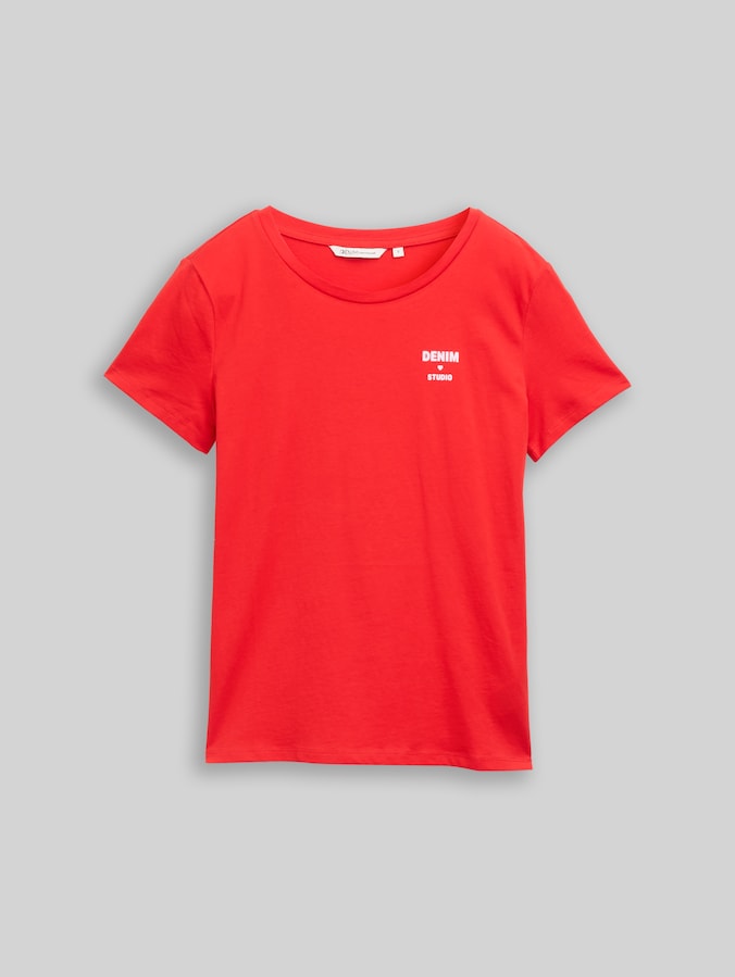 T-Shirt mit Print von Denim Female, brilliant red