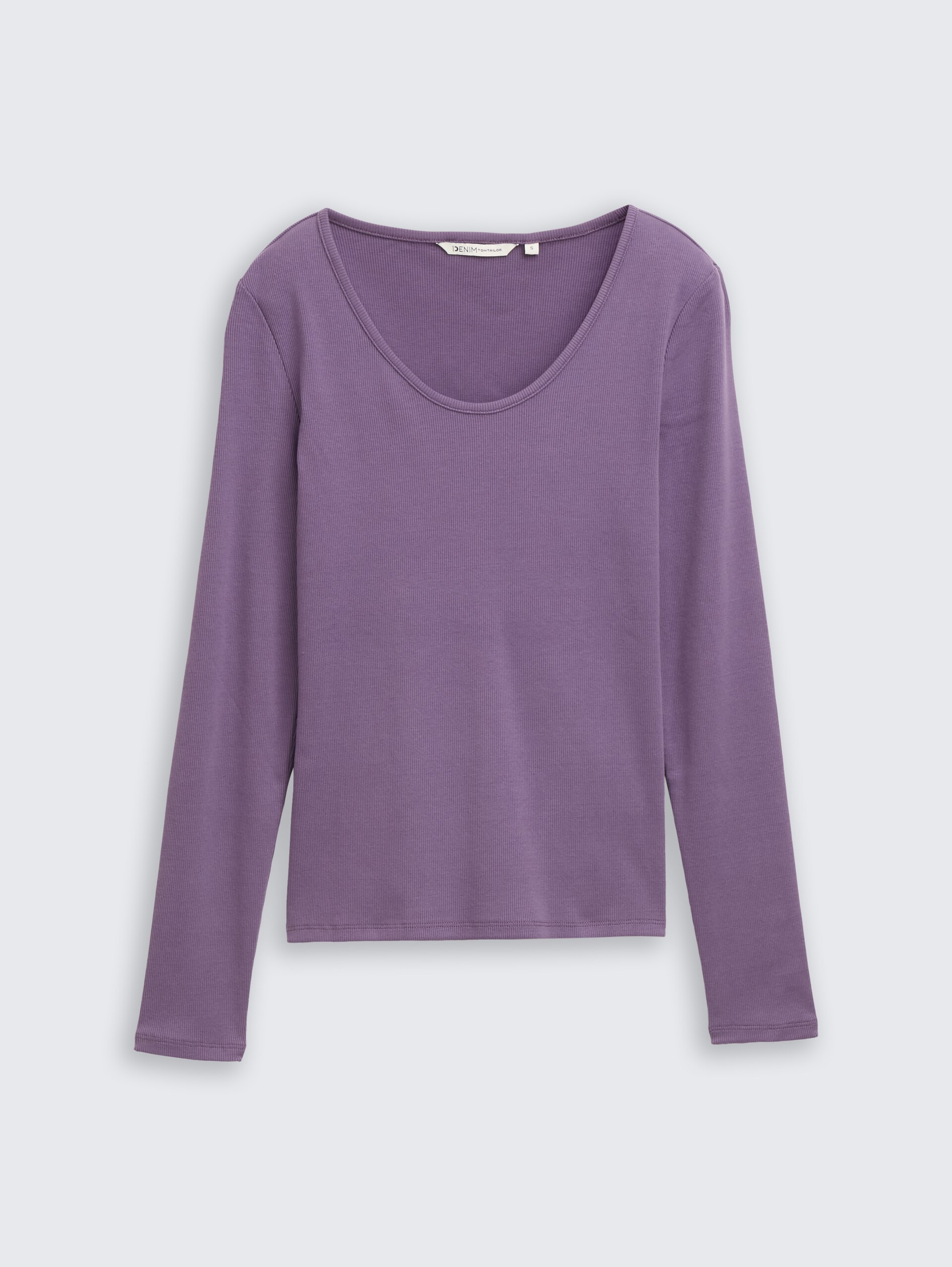 Slim fit shirt met lange mouwen en ribstructuur - Lavender Herb - Product vooraanzicht
