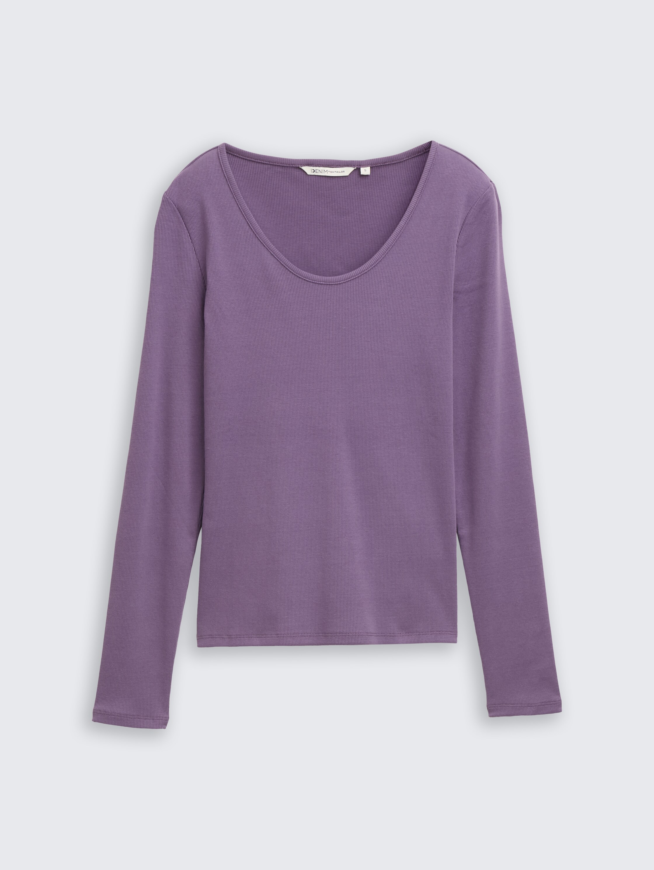 T-shirt slim à manches longues et structure côtelée - lavender_herb - 