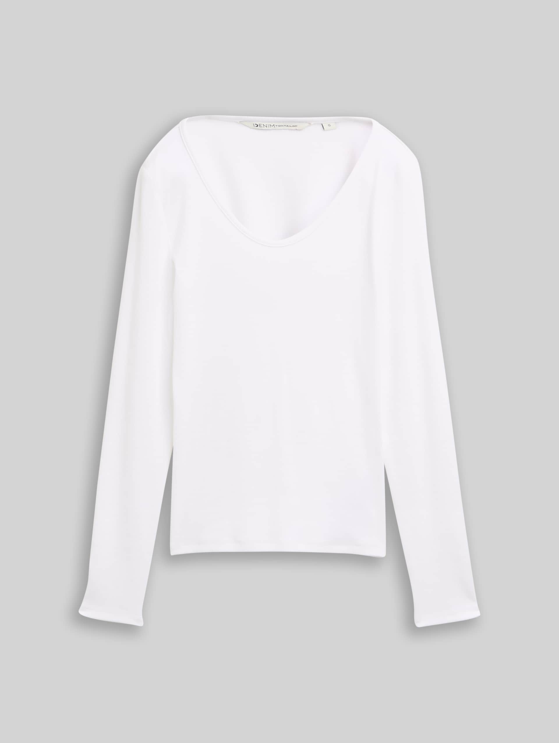 Slim fit shirt met lange mouwen en geribde structuur - White - Product vooraanzicht