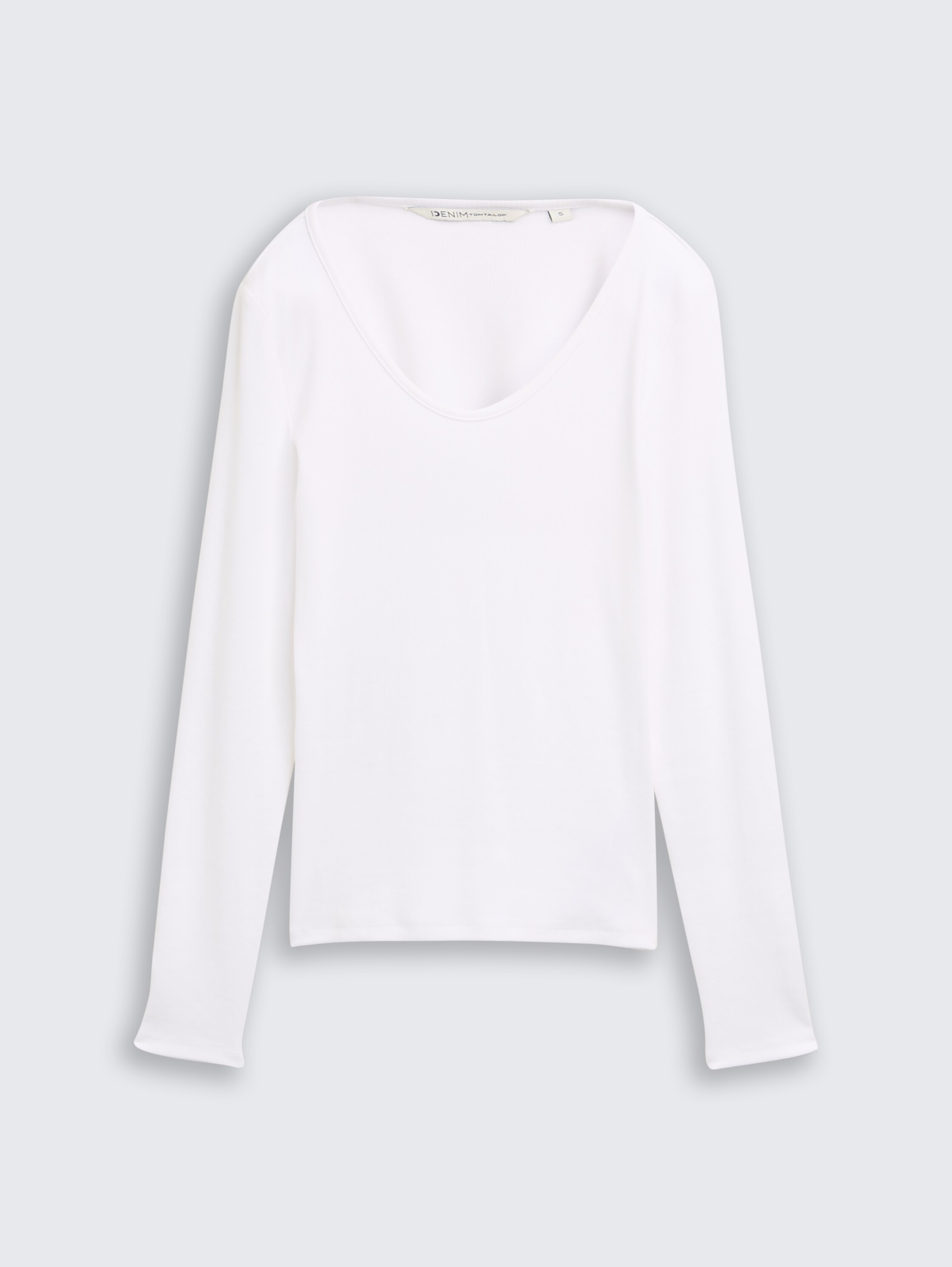 T-shirt slim à manches longues et structure côtelée - white - 