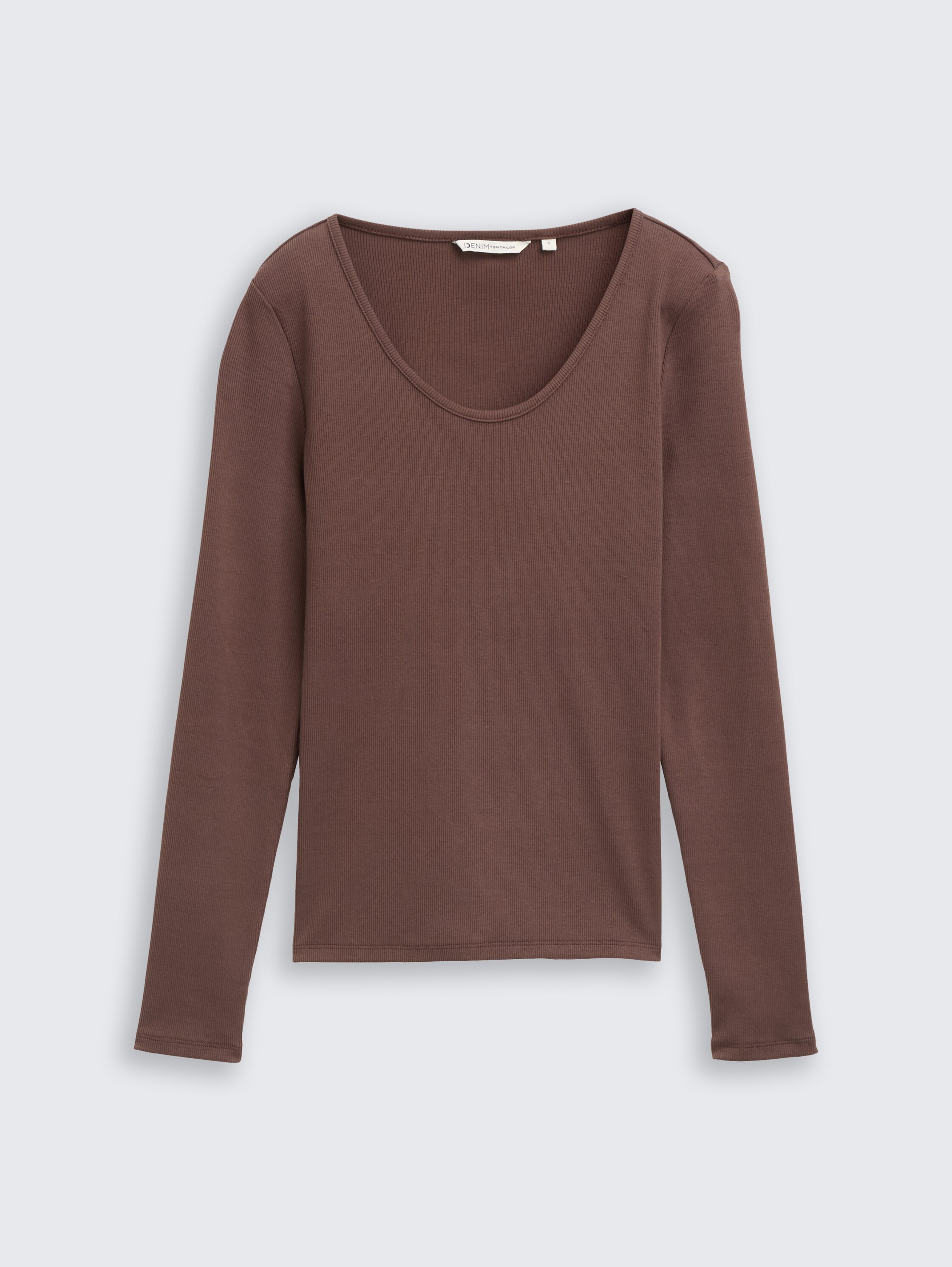 Slim fit shirt met lange mouwen en geribde structuur - soft_chocolate_brown - 