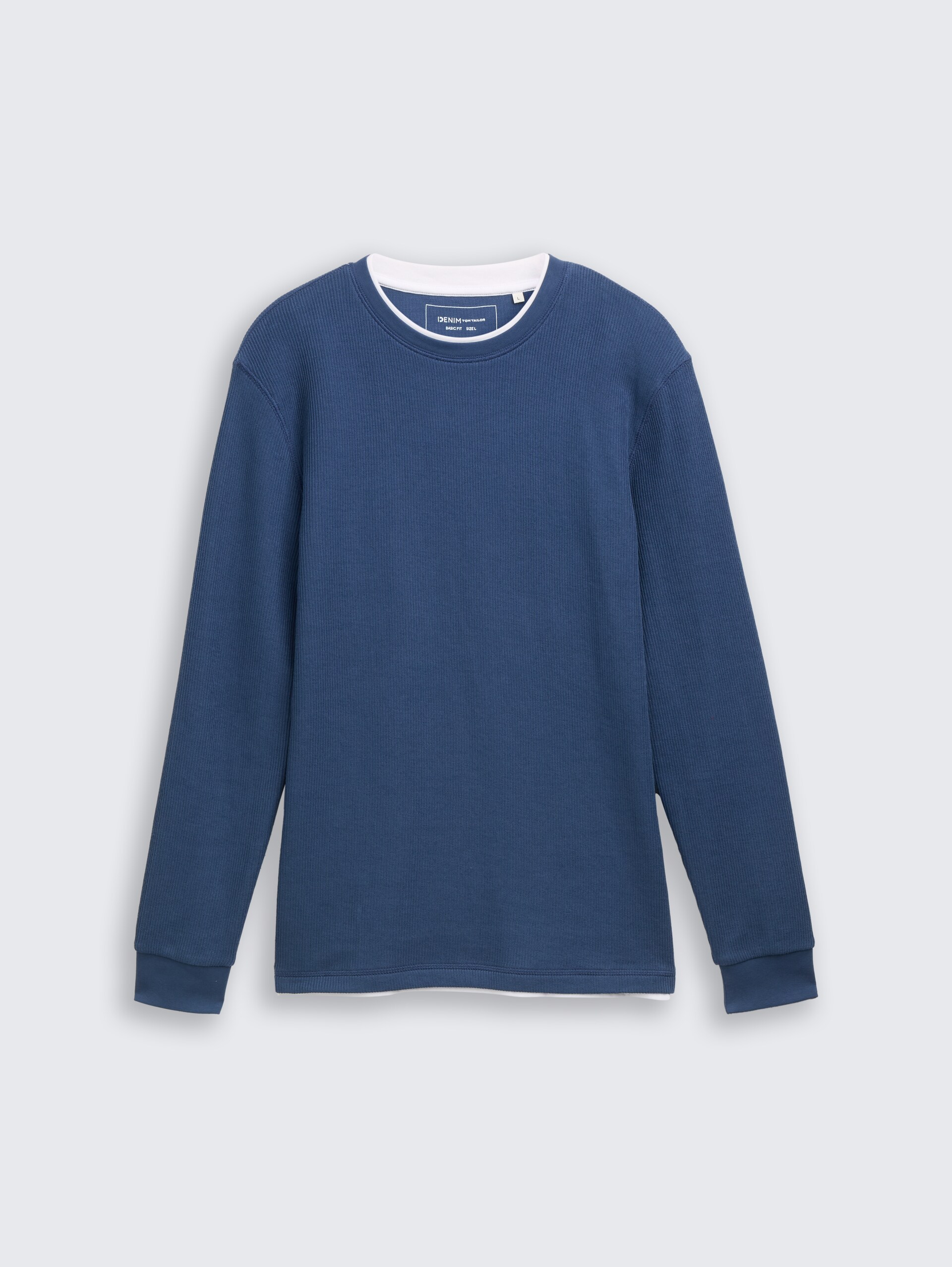 Shirt met lange mouwen in een 2-in-1-look - Ocean Night Blue - Product vooraanzicht