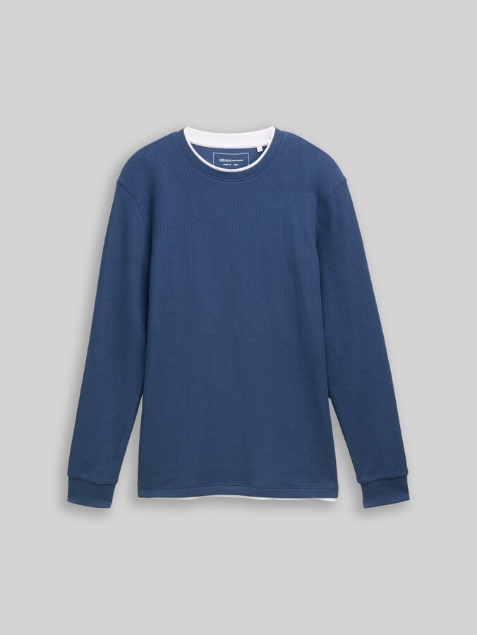 Langarmshirt im 2-in-1-Look von Denim Male, Ocean Night Blue