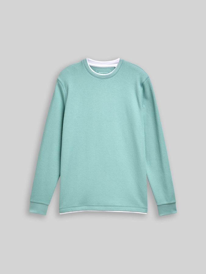 Langarmshirt im 2-in-1-Look von Denim Male, dusty horizon mint