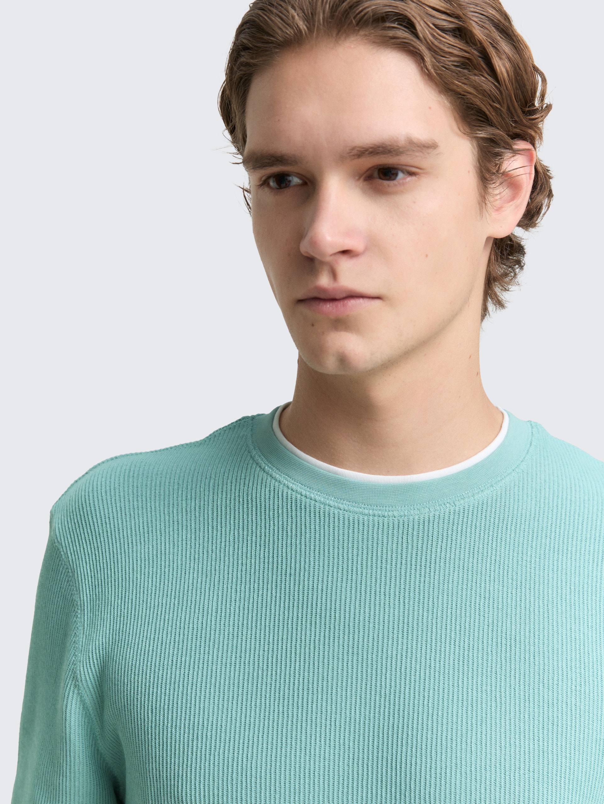 Langarmshirt im 2-in-1-Look - dusty horizon mint - Detail-Model-Ansicht