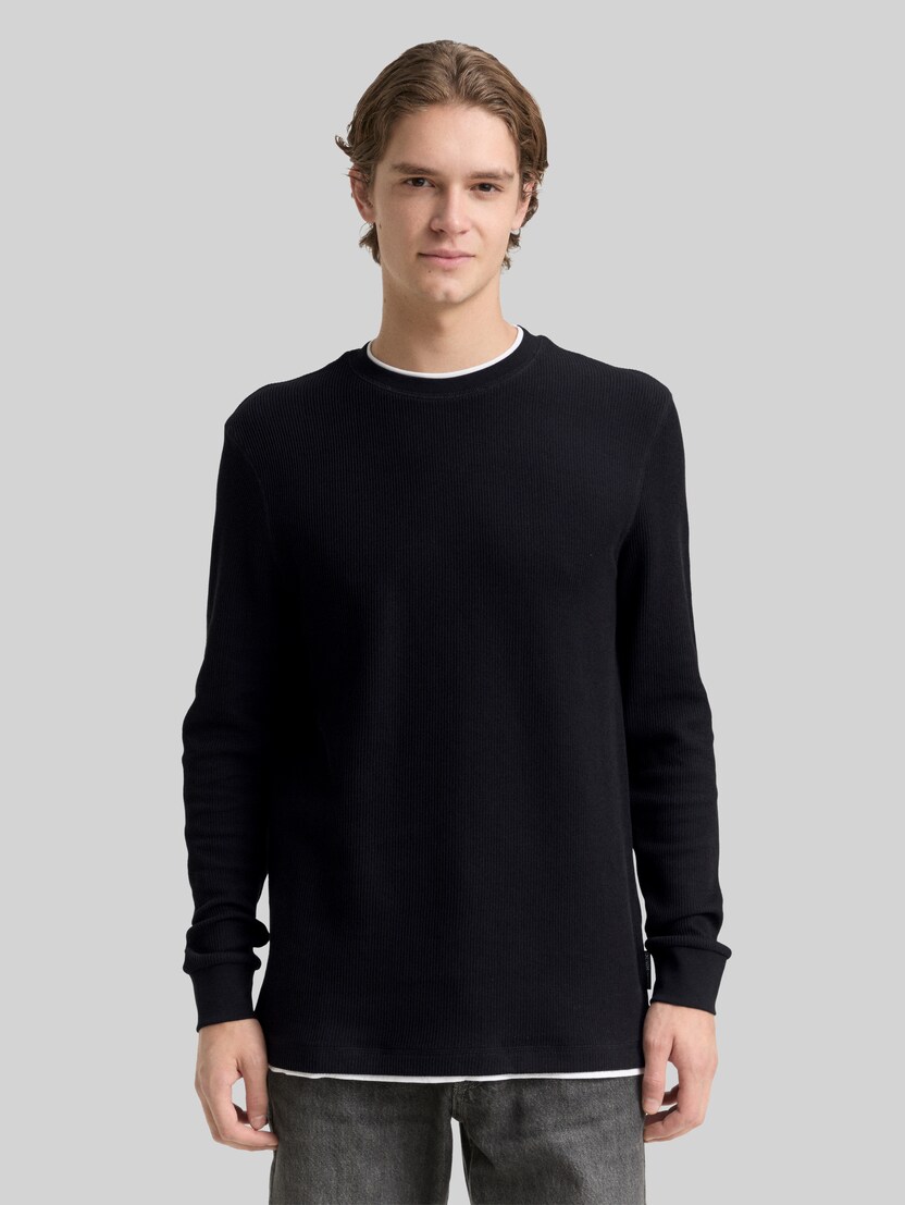 Langarmshirt im 2-in-1-Look von Denim Male, Black