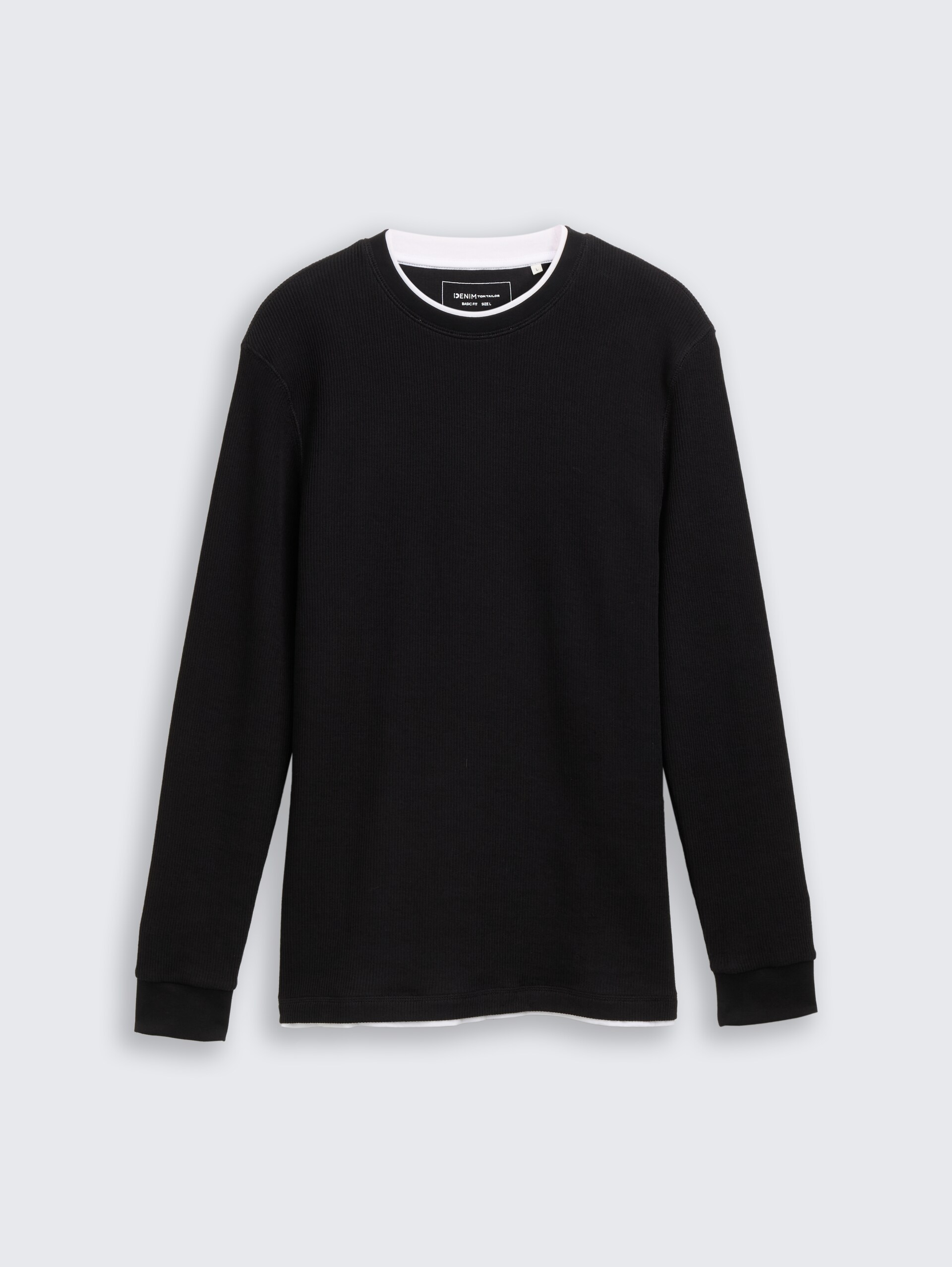 Shirt met lange mouwen in een 2-in-1-look - Black - Product vooraanzicht