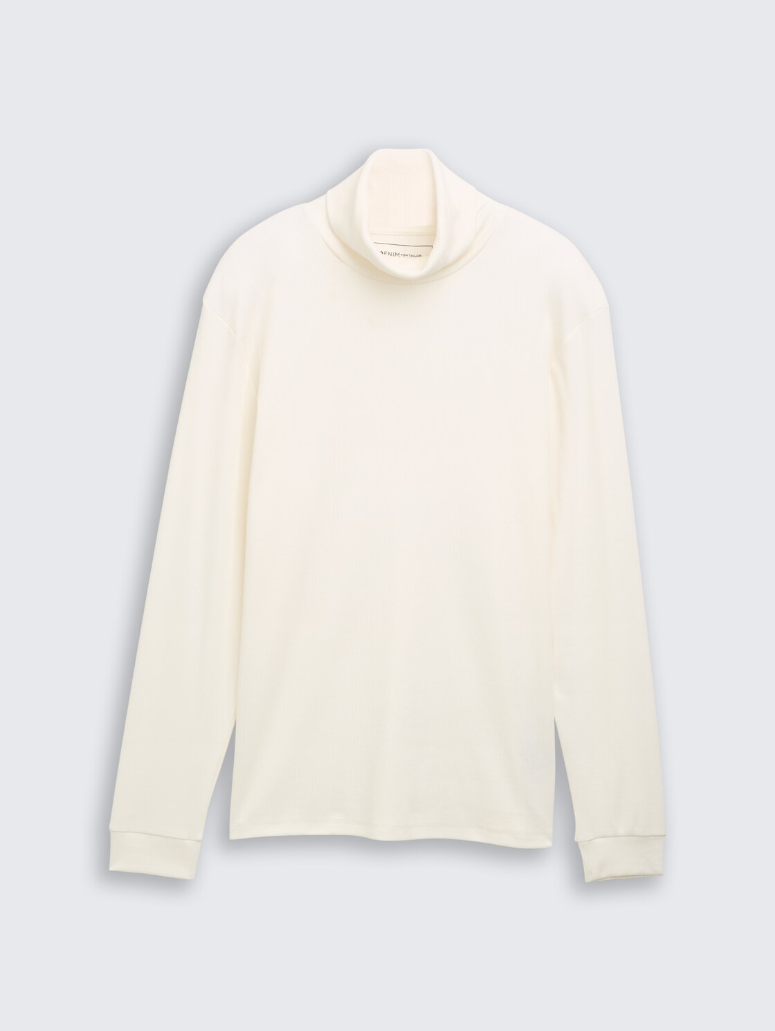 Rollkragenshirt mit Rippstruktur - Wool White - Vorder-Produkt-Ansicht