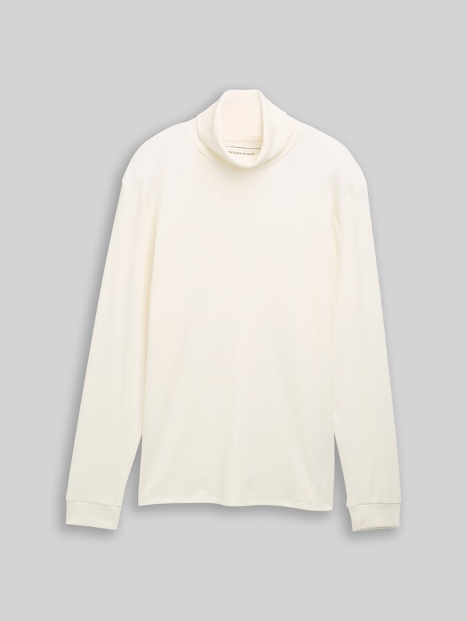 Shirt met rolkraag en geribbelde structuur door Denim Male, Wool White