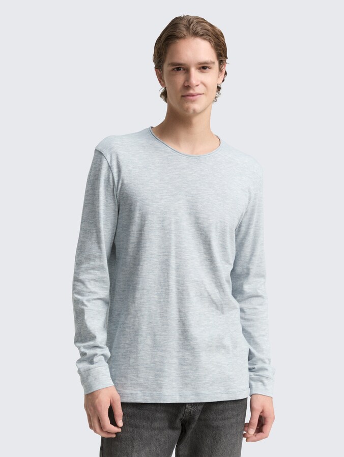 Long-sleeved shirt with a melange look by Denim Male, dusty denim blue