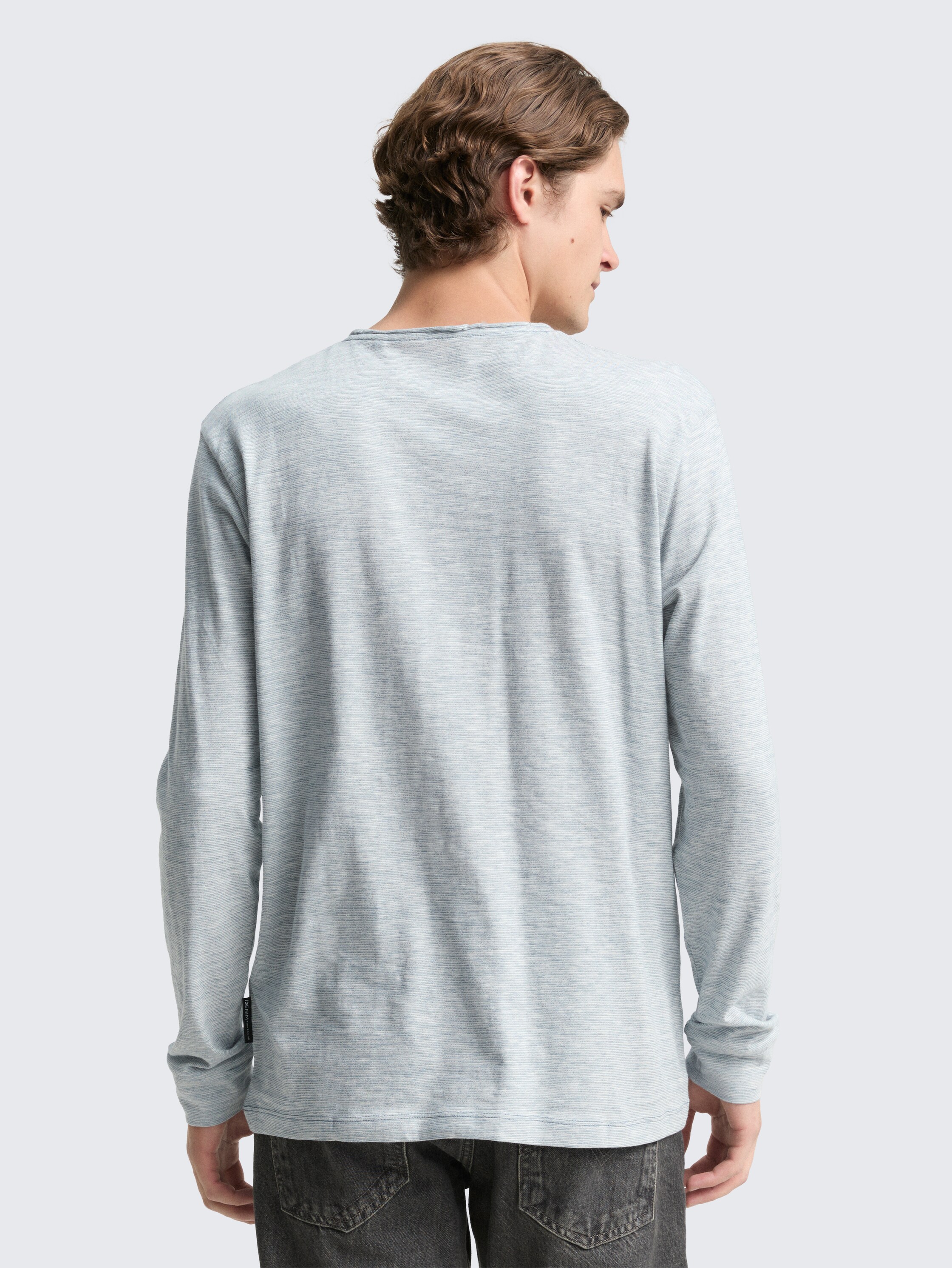 Shirt met lange mouwen in gemêleerde look - dusty_denim_blue - 