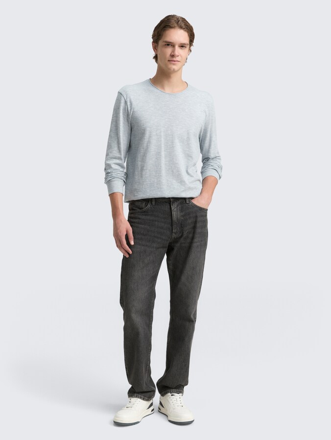 Langarmshirt in Melange-Optik von Denim Male, dusty denim blue