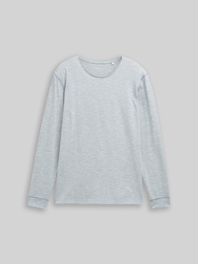 Shirt met lange mouwen in gemêleerde look door Denim Male, dusty denim blue