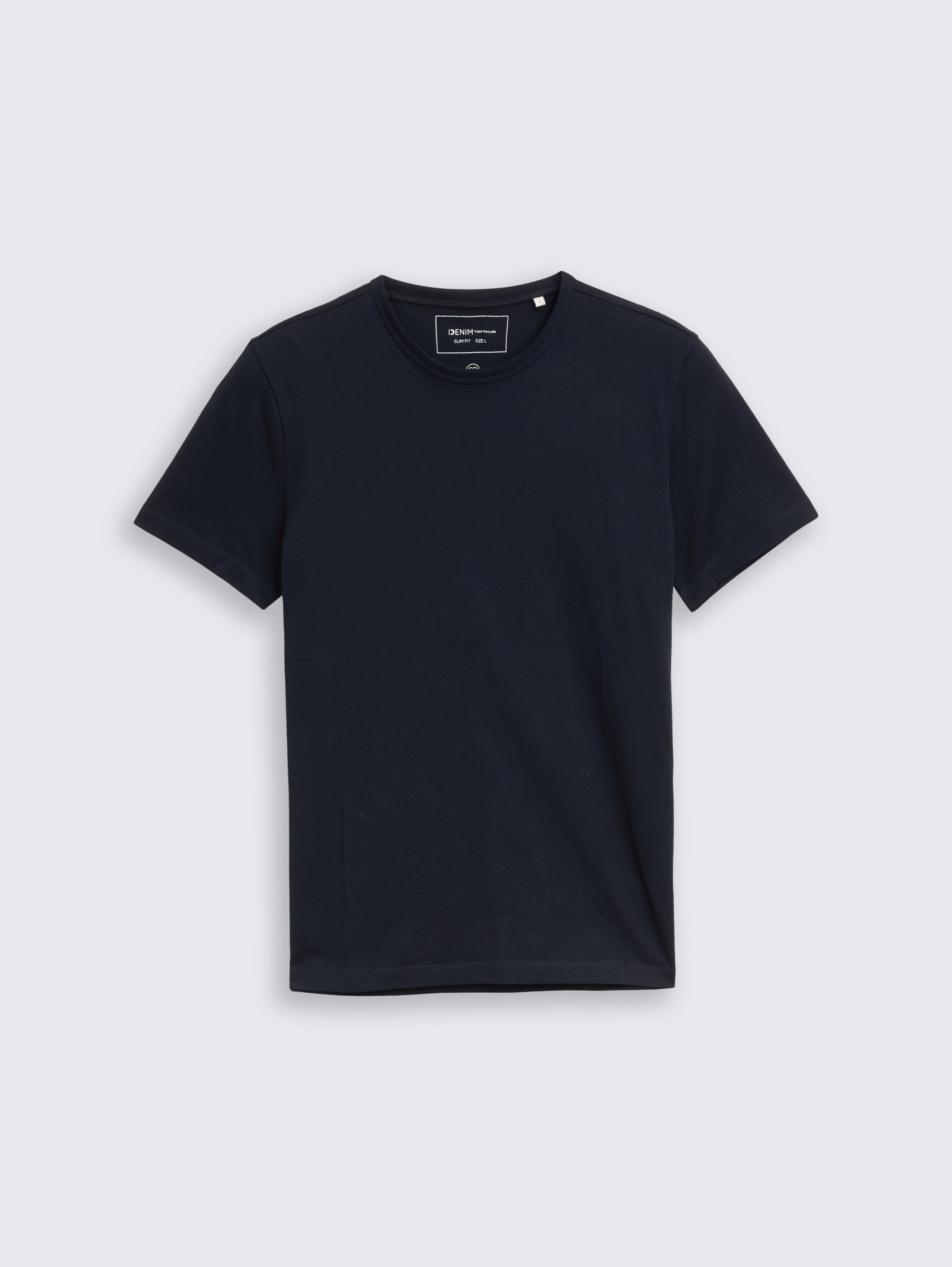 Slim fit T-shirt van katoen - sky captain blue - Product vooraanzicht