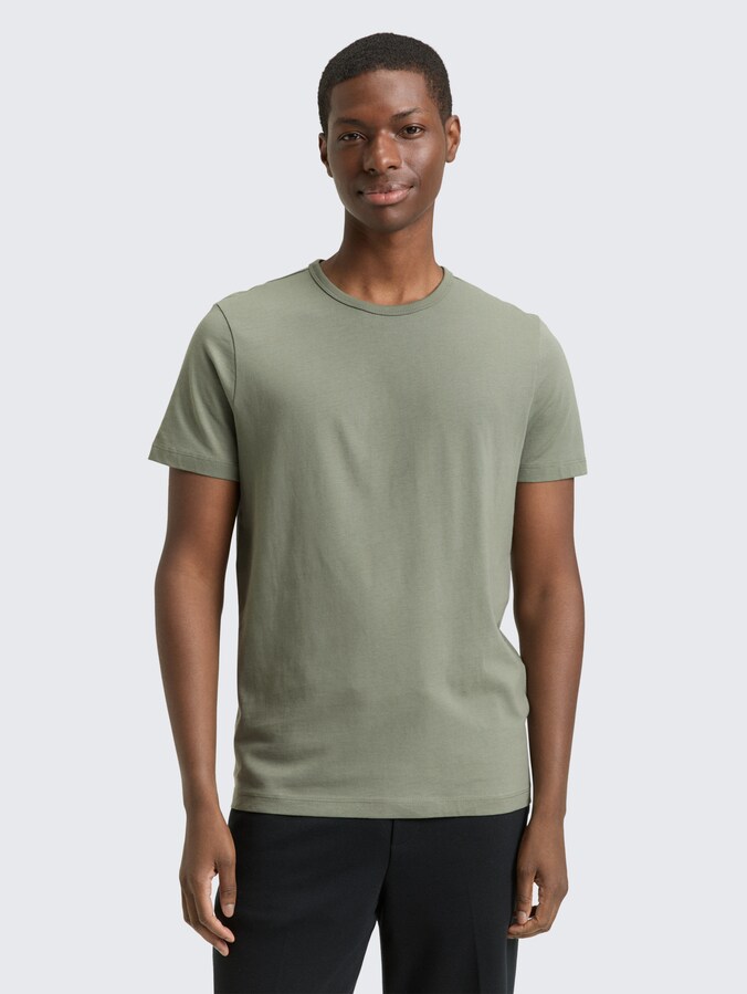 Slim Fit T-Shirt aus Baumwolle von Denim Male, dusty mid olive