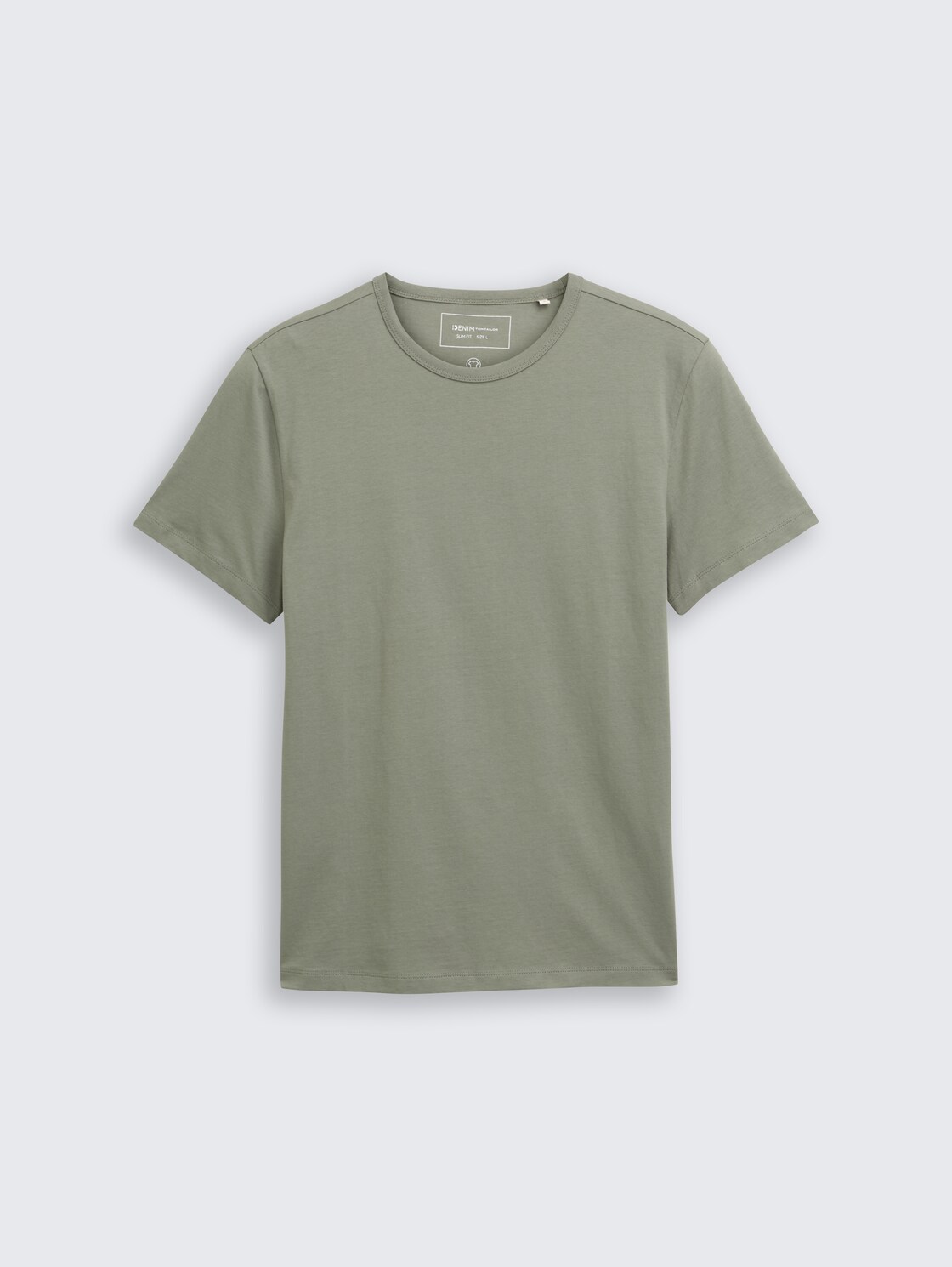 Slim Fit T-Shirt aus Baumwolle - dusty mid olive - Vorder-Produkt-Ansicht