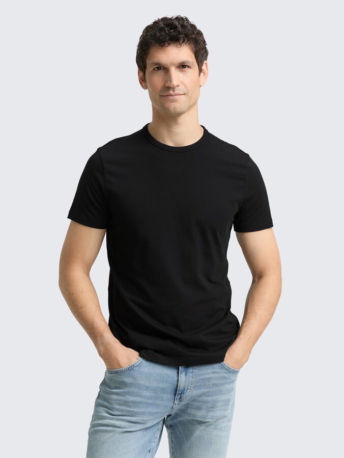 Slim Fit T-Shirt aus Baumwolle von Denim Male, Black