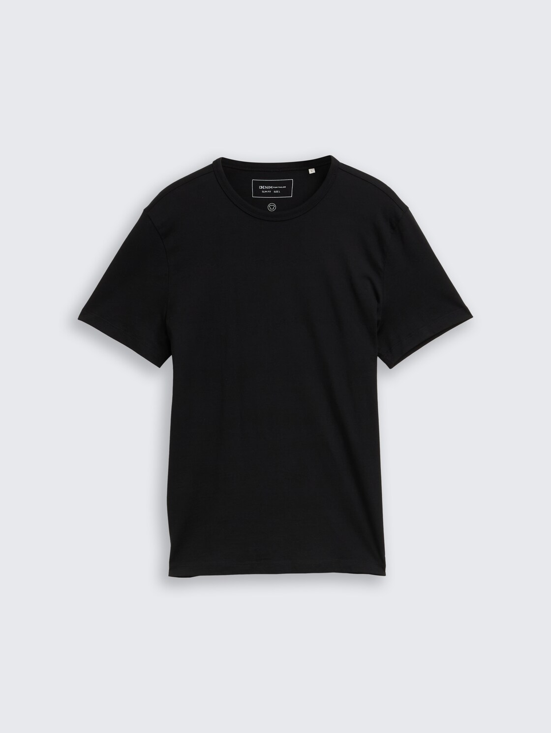 Slim Fit T-Shirt aus Baumwolle - Black - Vorder-Produkt-Ansicht