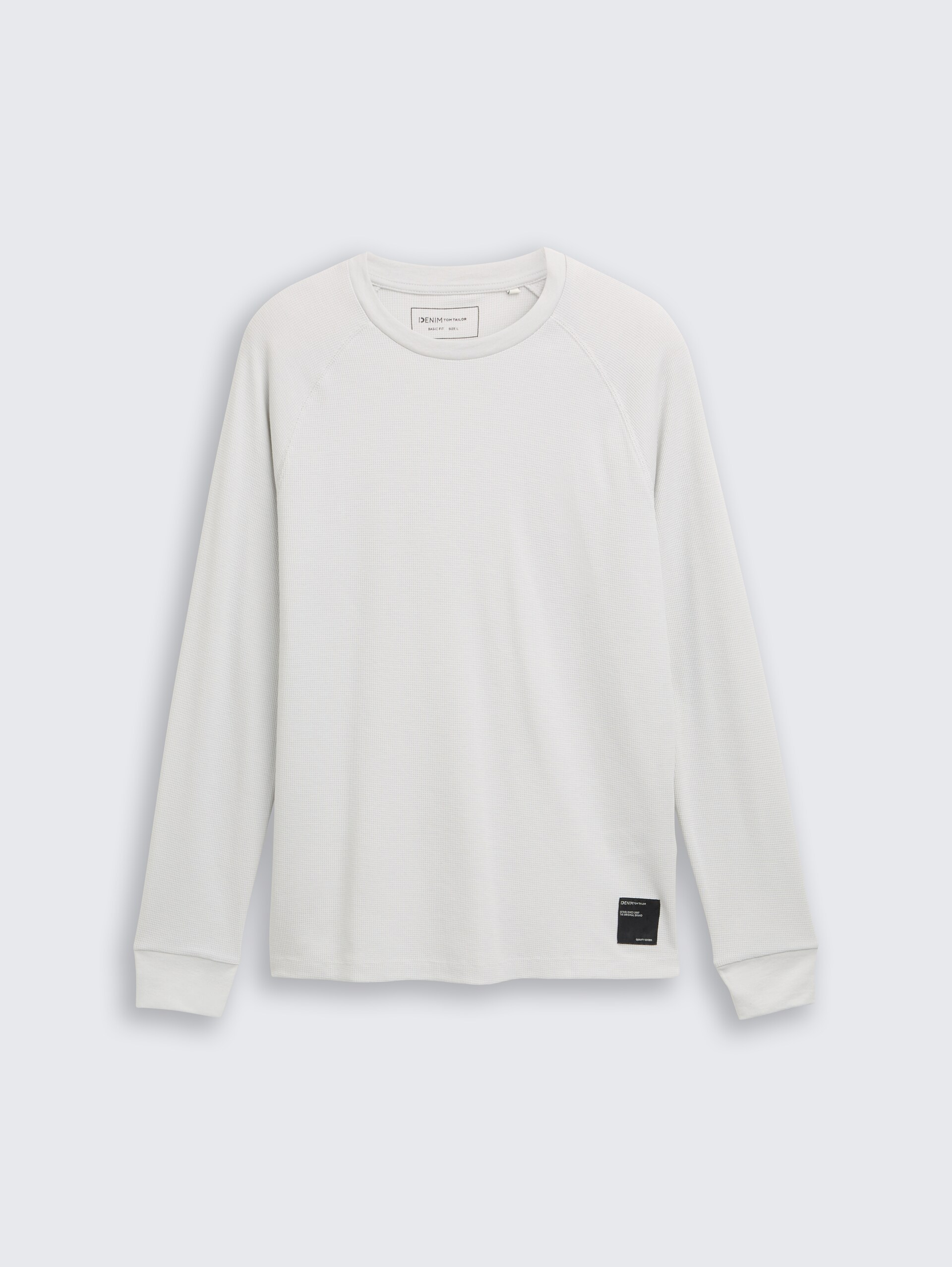 Langarmshirt mit Waffelstruktur - Chalk Grey - Vorder-Produkt-Ansicht