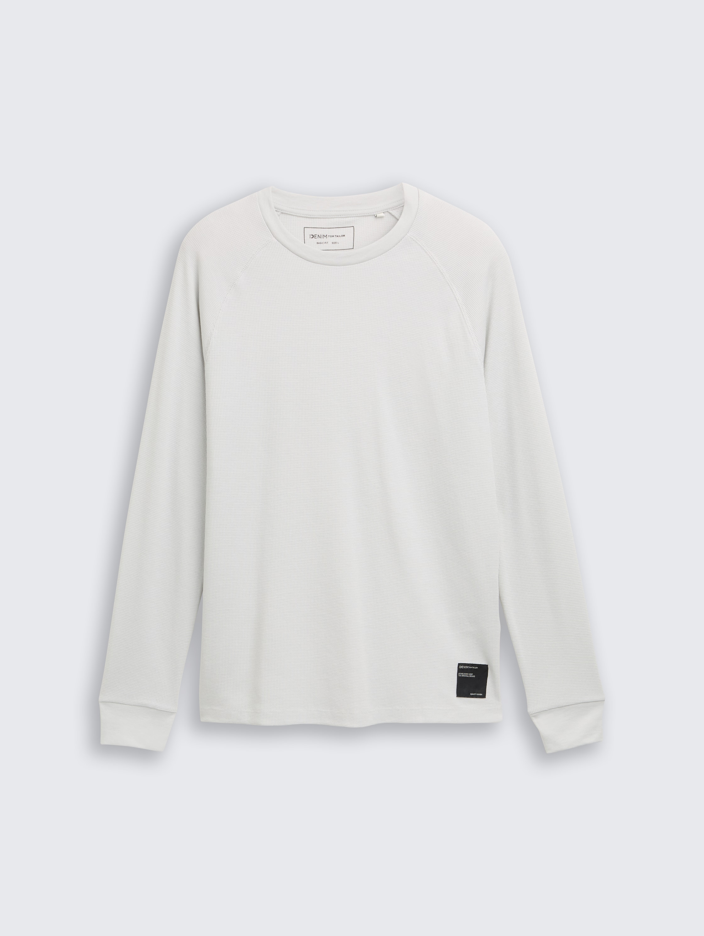 Shirt met lange mouwen en wafelstructuur - chalk_grey - 