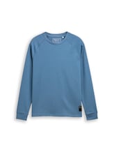 Ausgewählt, Langarmshirt mit Waffelstruktur von Tom Tailor, blau