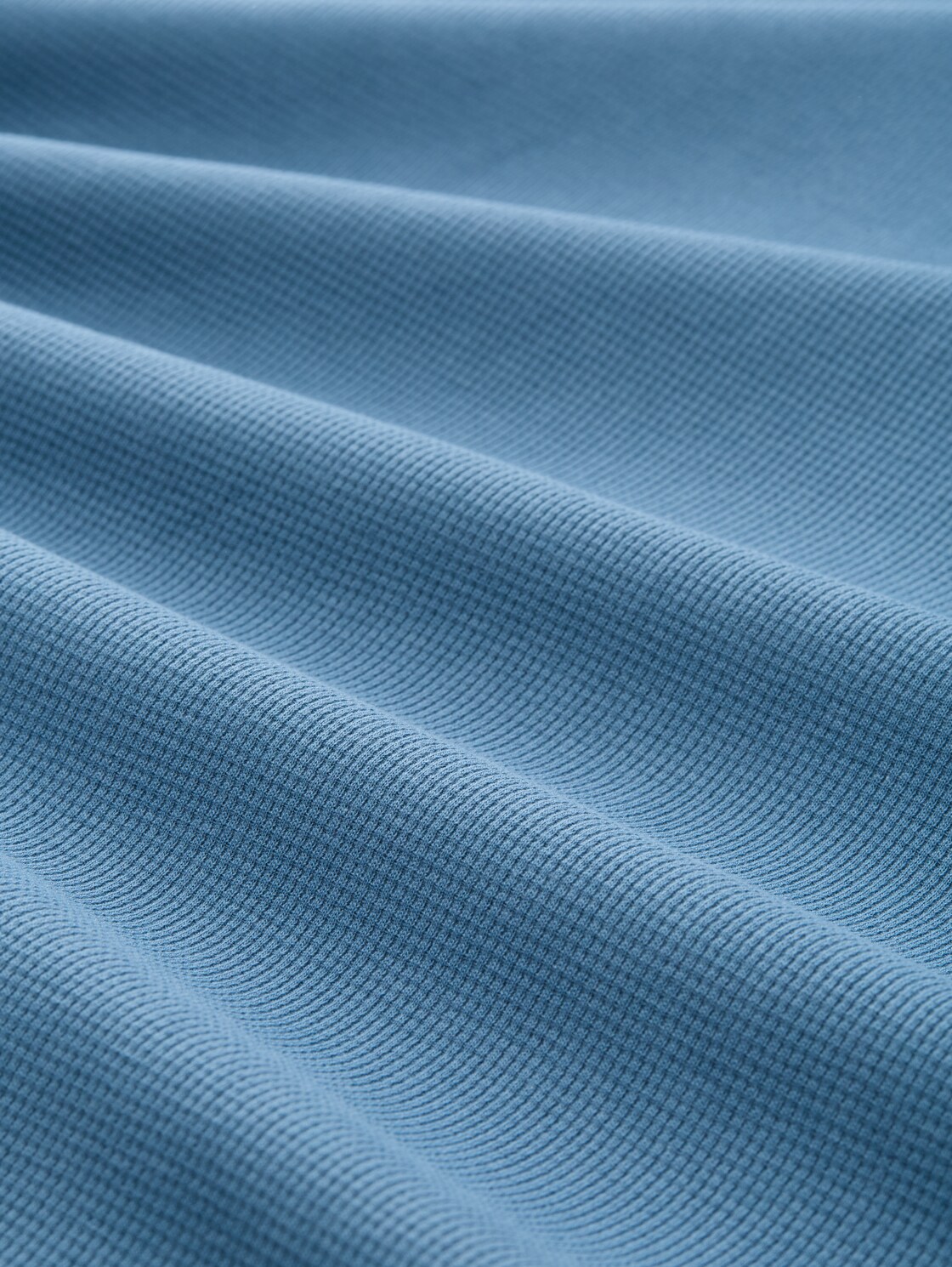 Langarmshirt mit Waffelstruktur - dusty denim blue - Material-Ansicht