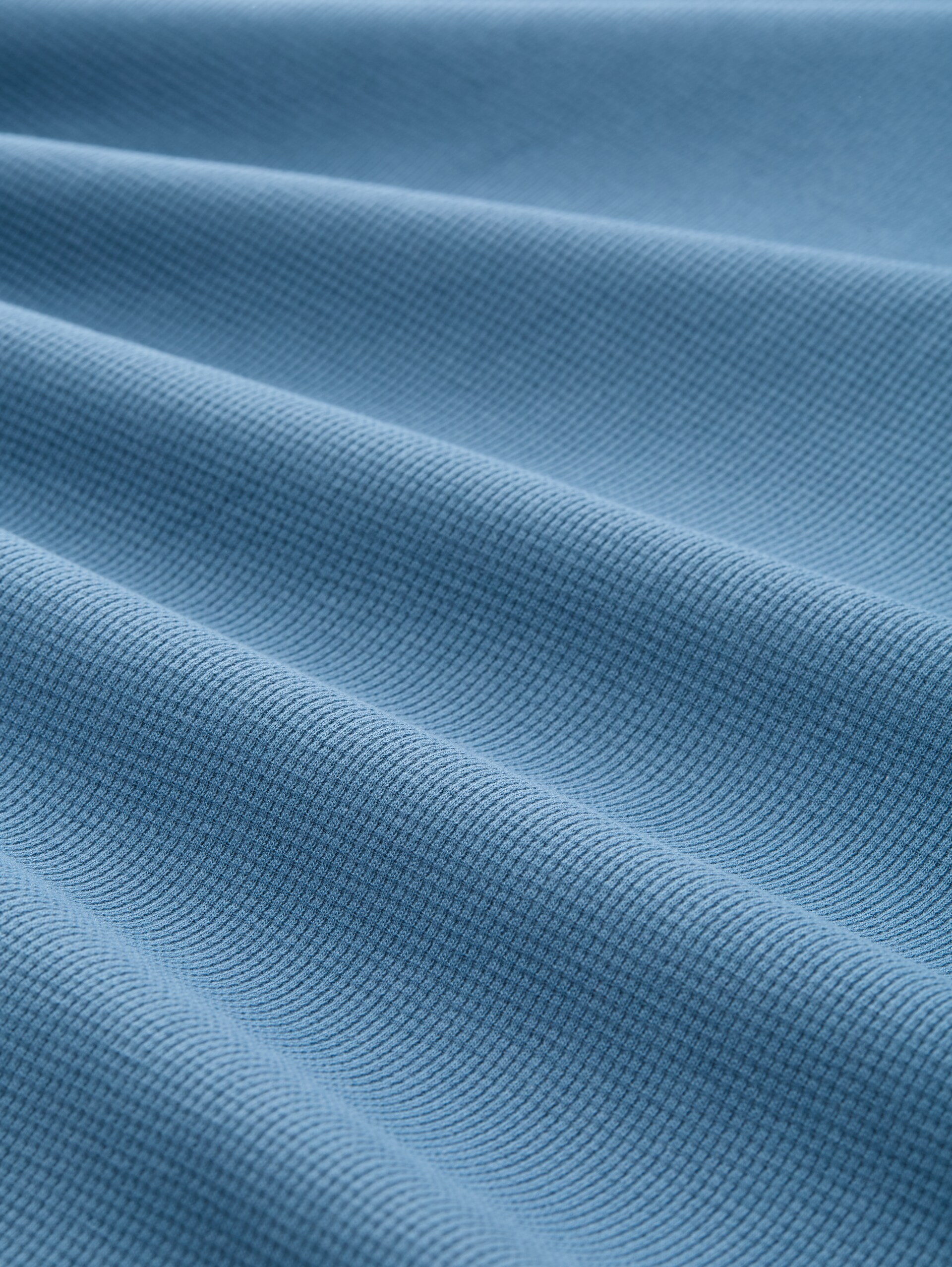 Langarmshirt mit Waffelstruktur - dusty denim blue - Material-Ansicht