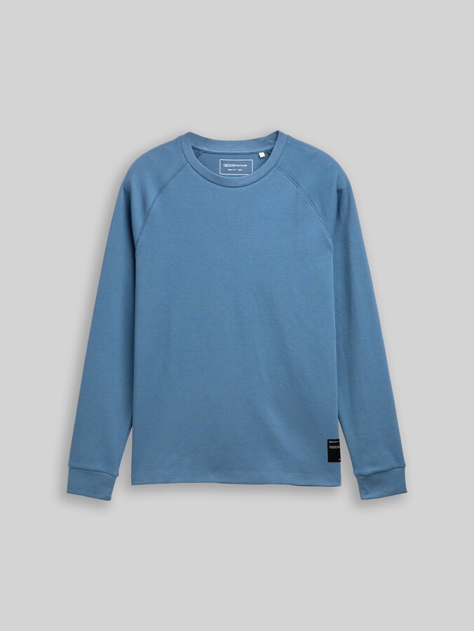 Langarmshirt mit Waffelstruktur von Denim Male, dusty denim blue