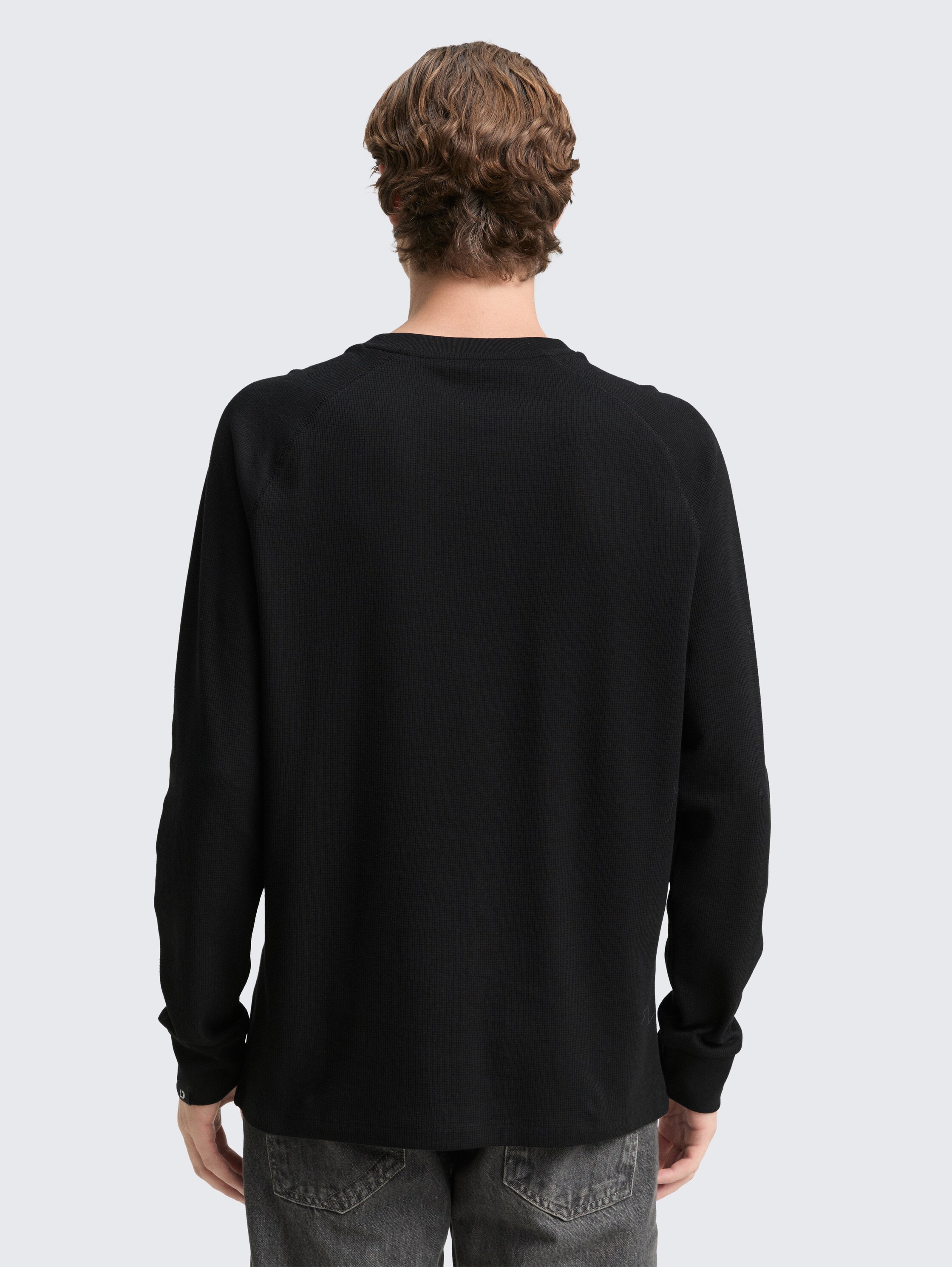 Langarmshirt mit Waffelstruktur - black - 