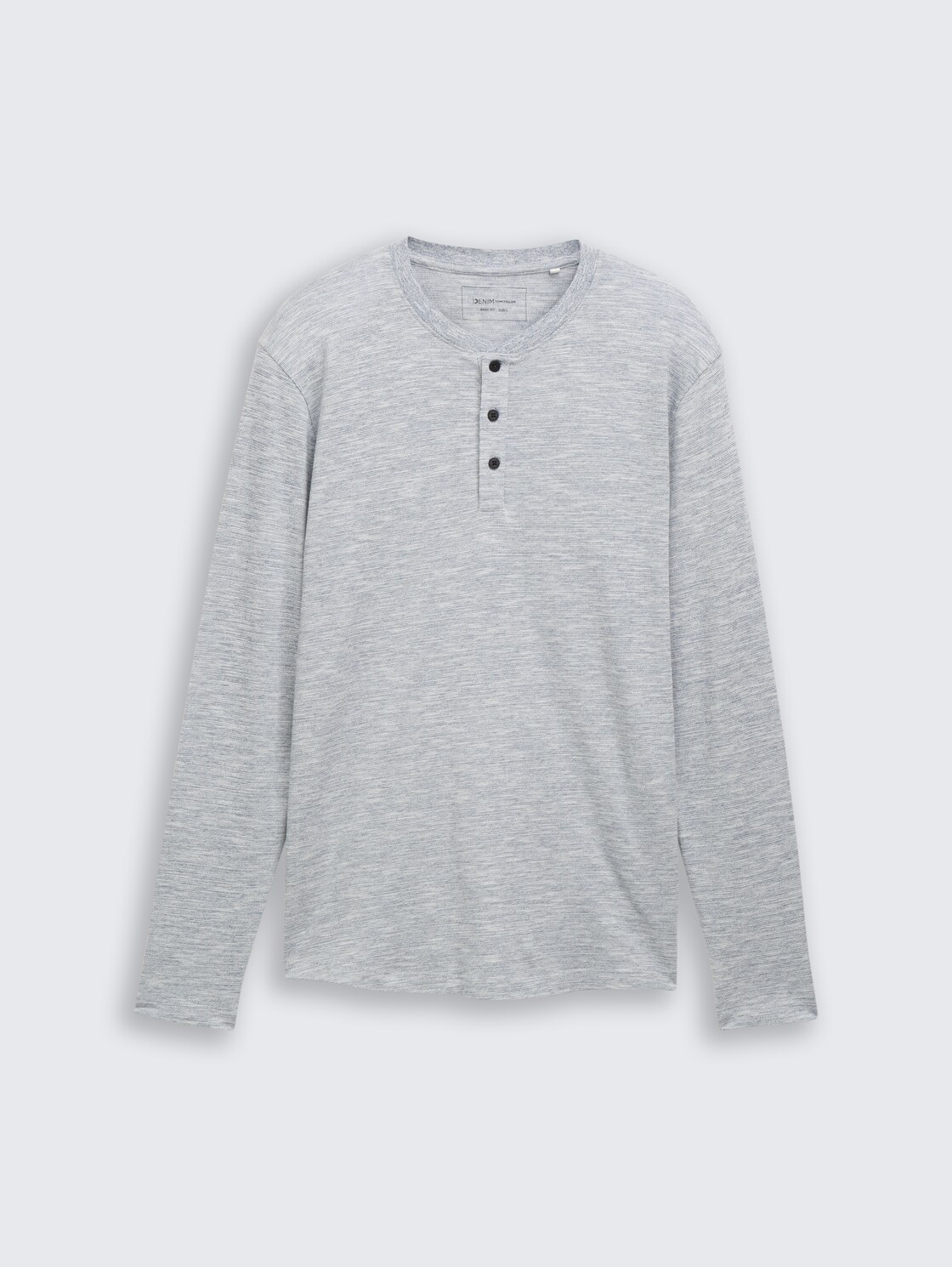 Henley Langarmshirt in Melange-Optik - Ocean Night Blue - Vorder-Produkt-Ansicht
