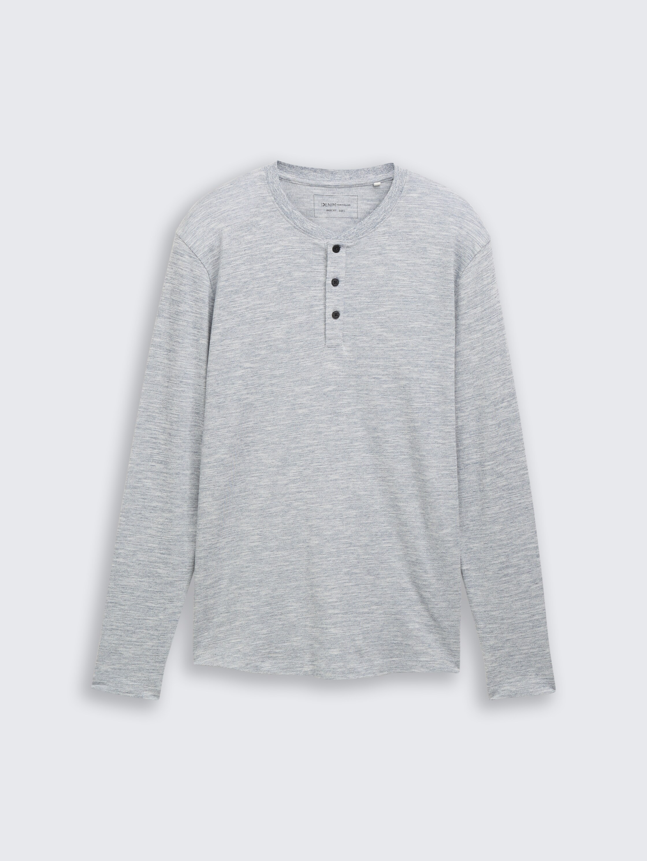 Henley Langarmshirt in Melange-Optik - ocean_night_blue - 