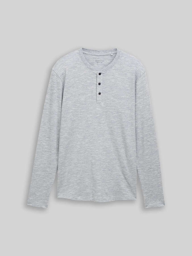 Henley Langarmshirt in Melange-Optik von Denim Male, Ocean Night Blue