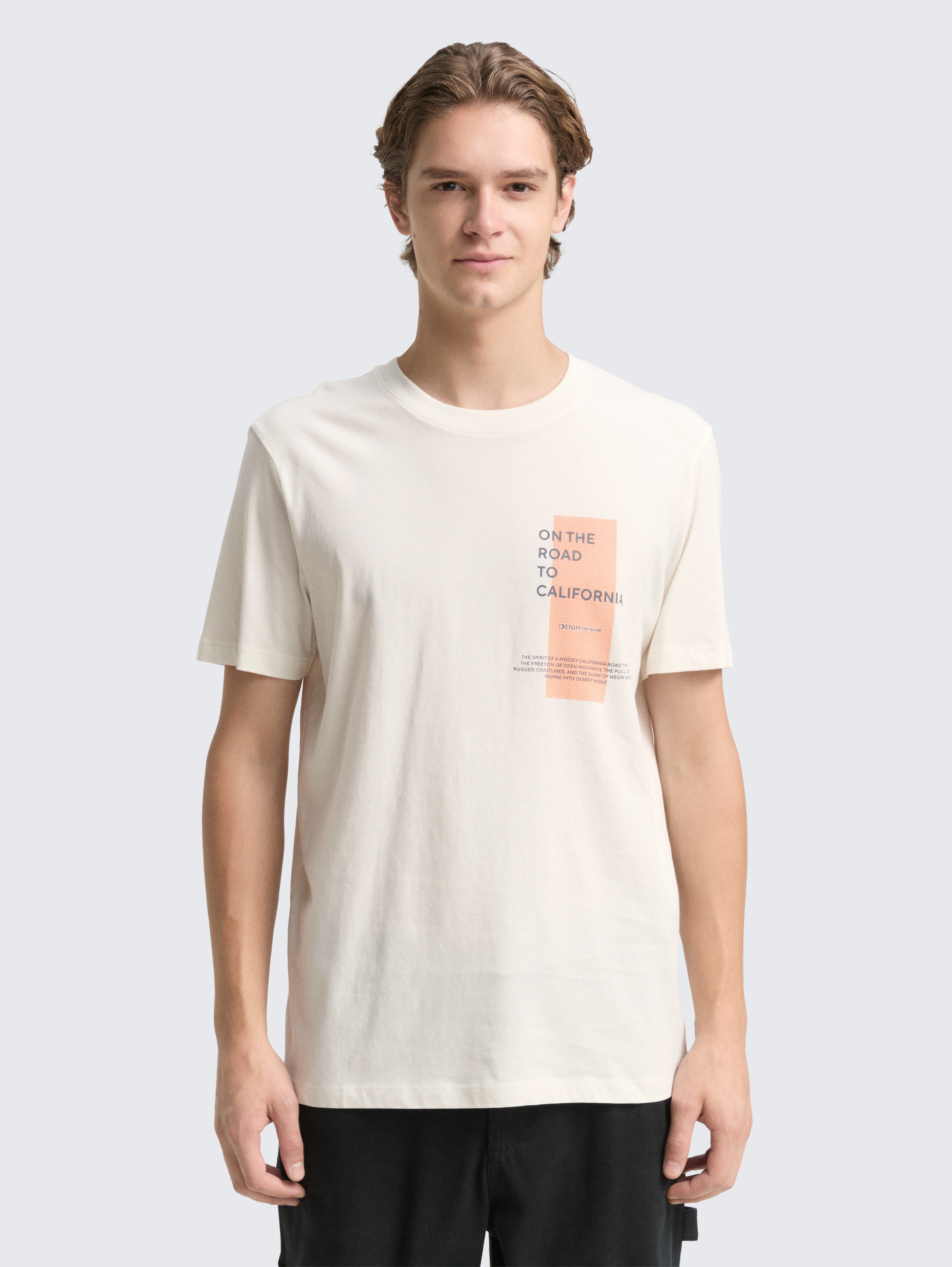 T-Shirt mit Print von Denim Male, Wool White