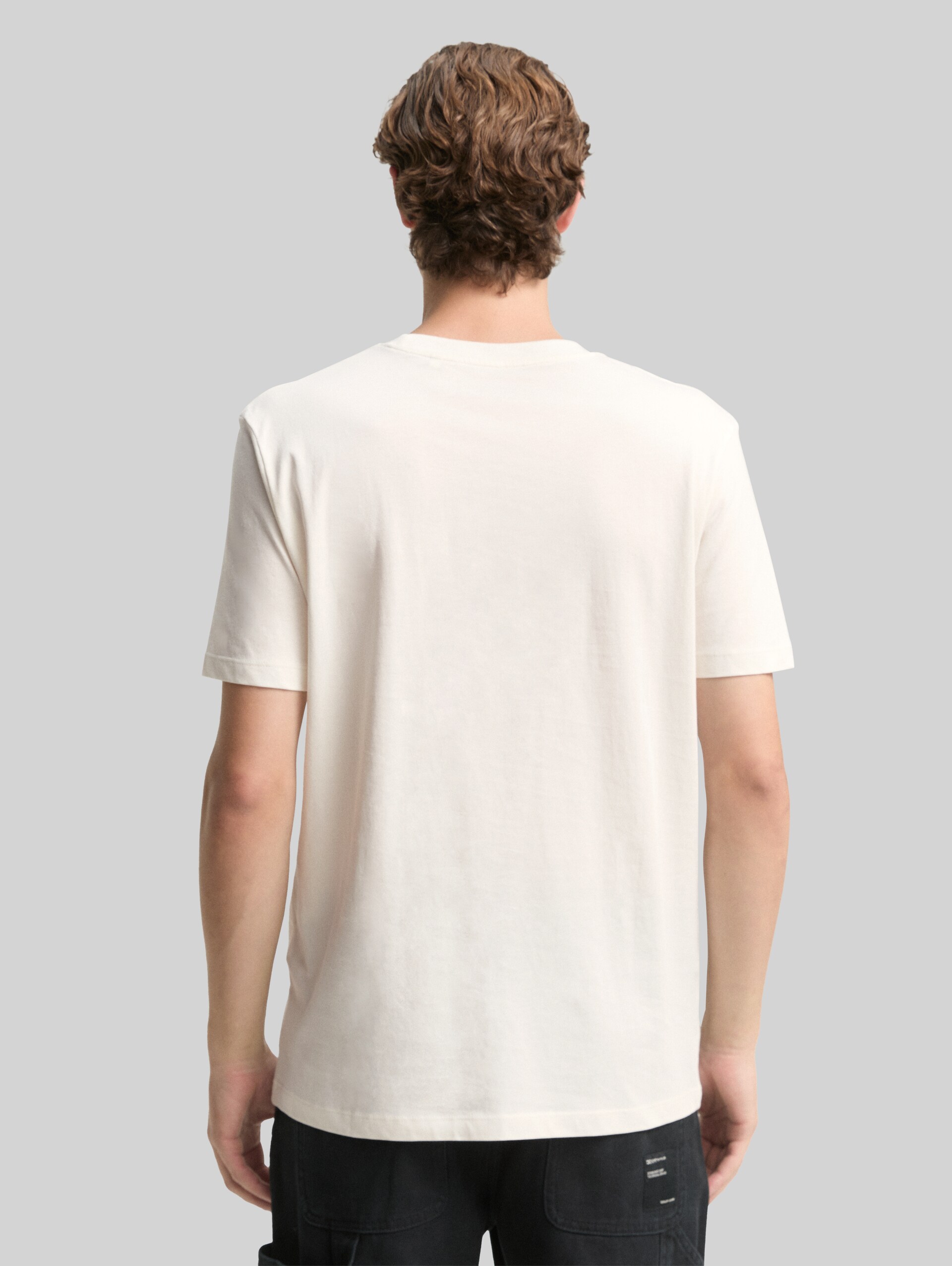 T-shirt with print - Wool White - Neckline model-back view