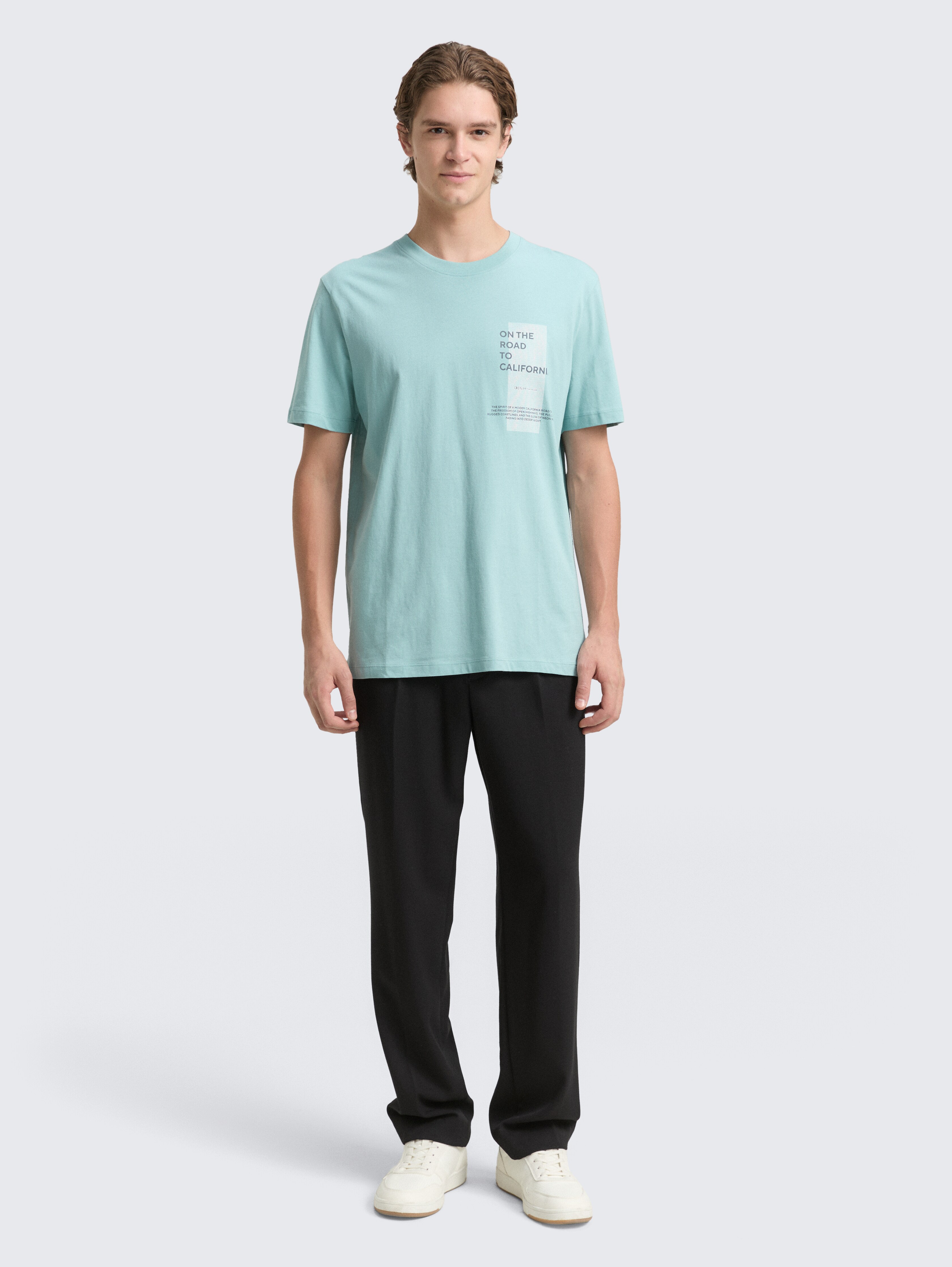 T-Shirt mit Print von Denim Male, dusty horizon mint