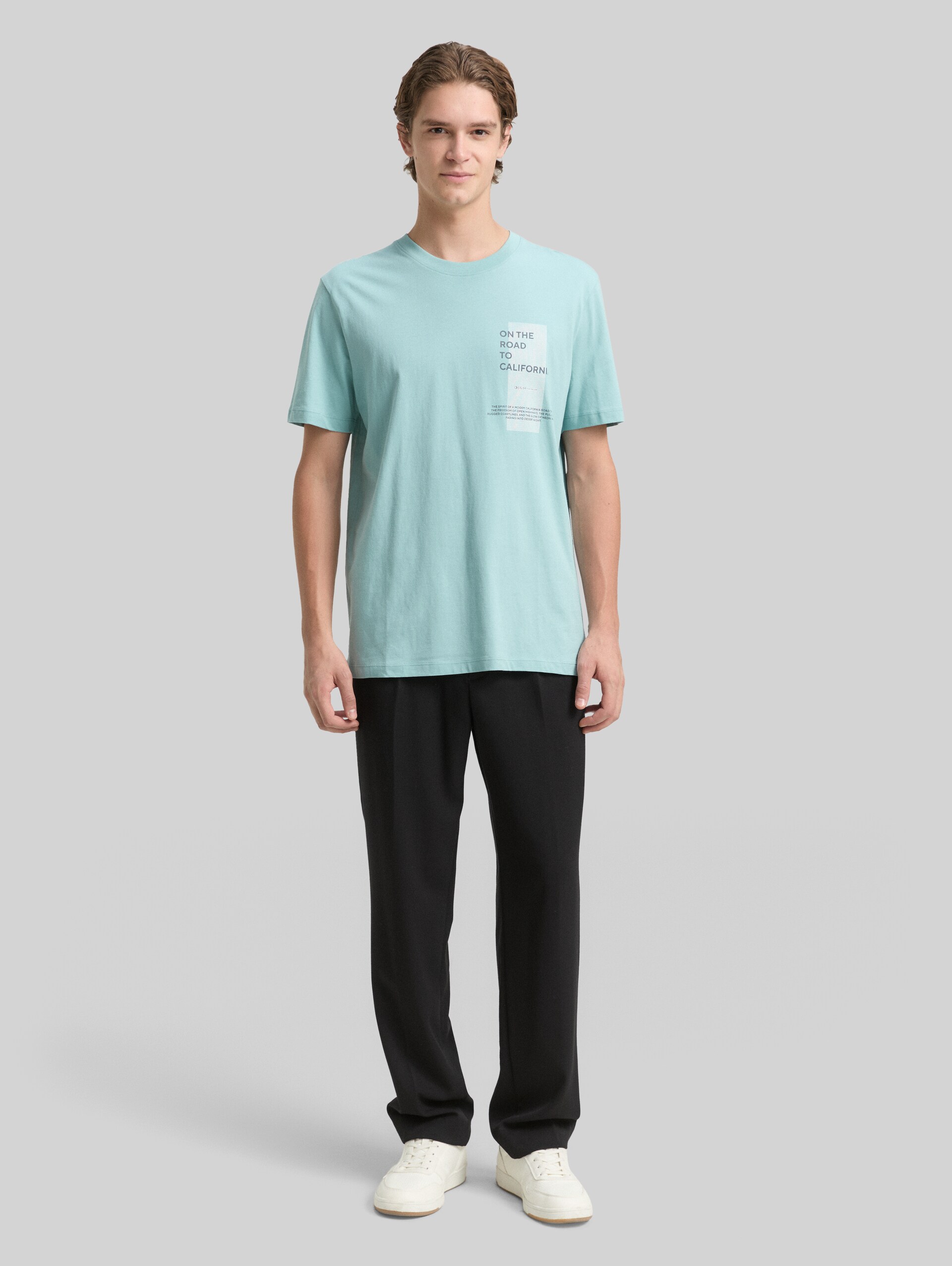 T-shirt with print - dusty horizon mint - Model front view