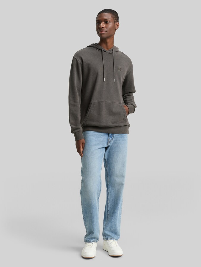 Sweat à capuche surteint par Denim Male, Black