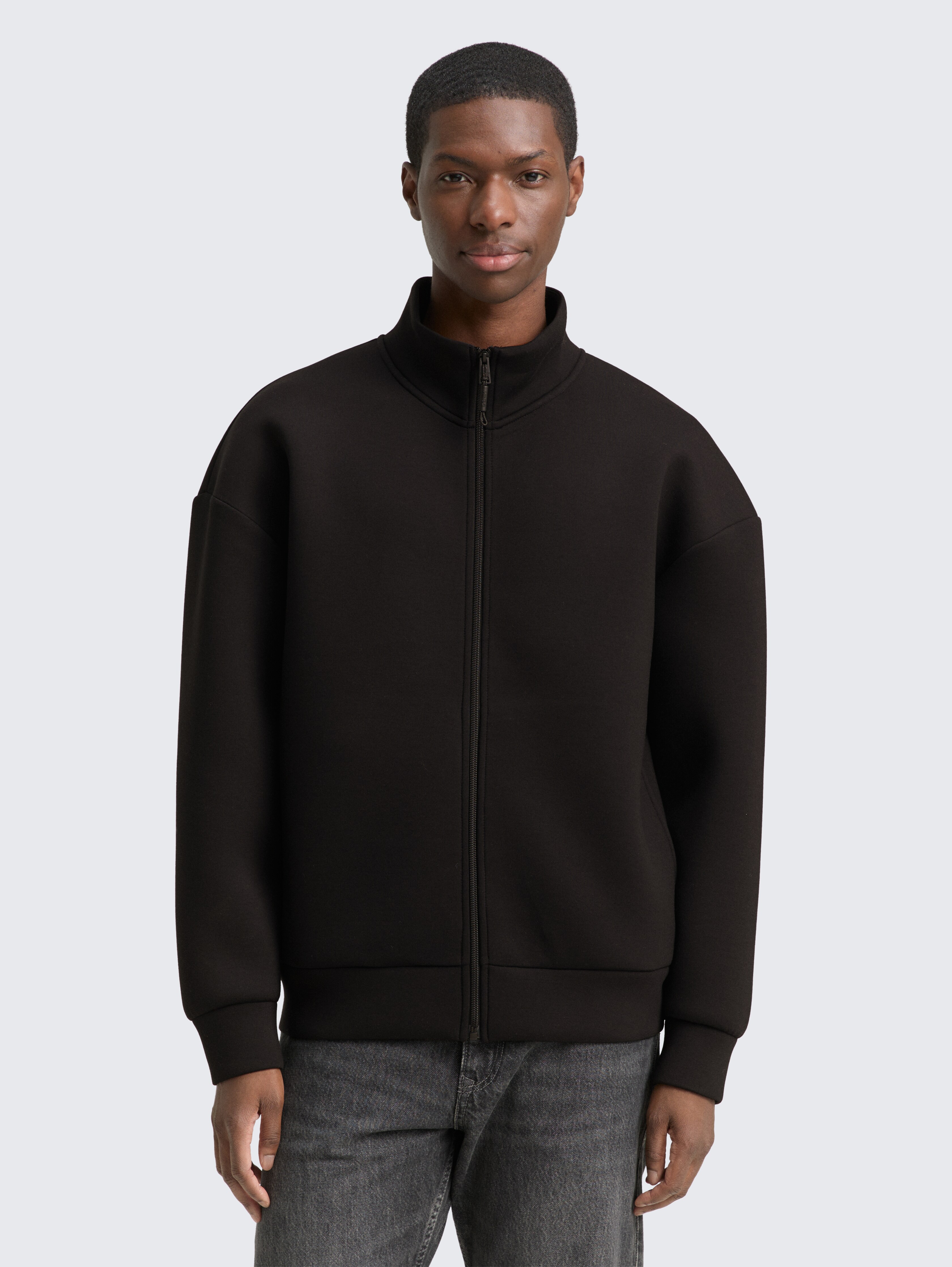 Relaxed Scuba Sweatjacke von Denim Male, Black