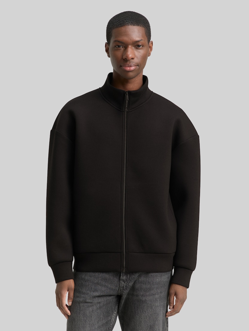 Relaxed Scuba Sweatjacke von Denim Male, Black