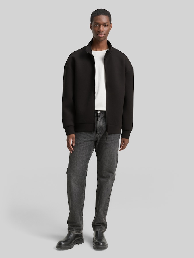 Relaxed scuba sweatshirt jacket by Denim Male, Black