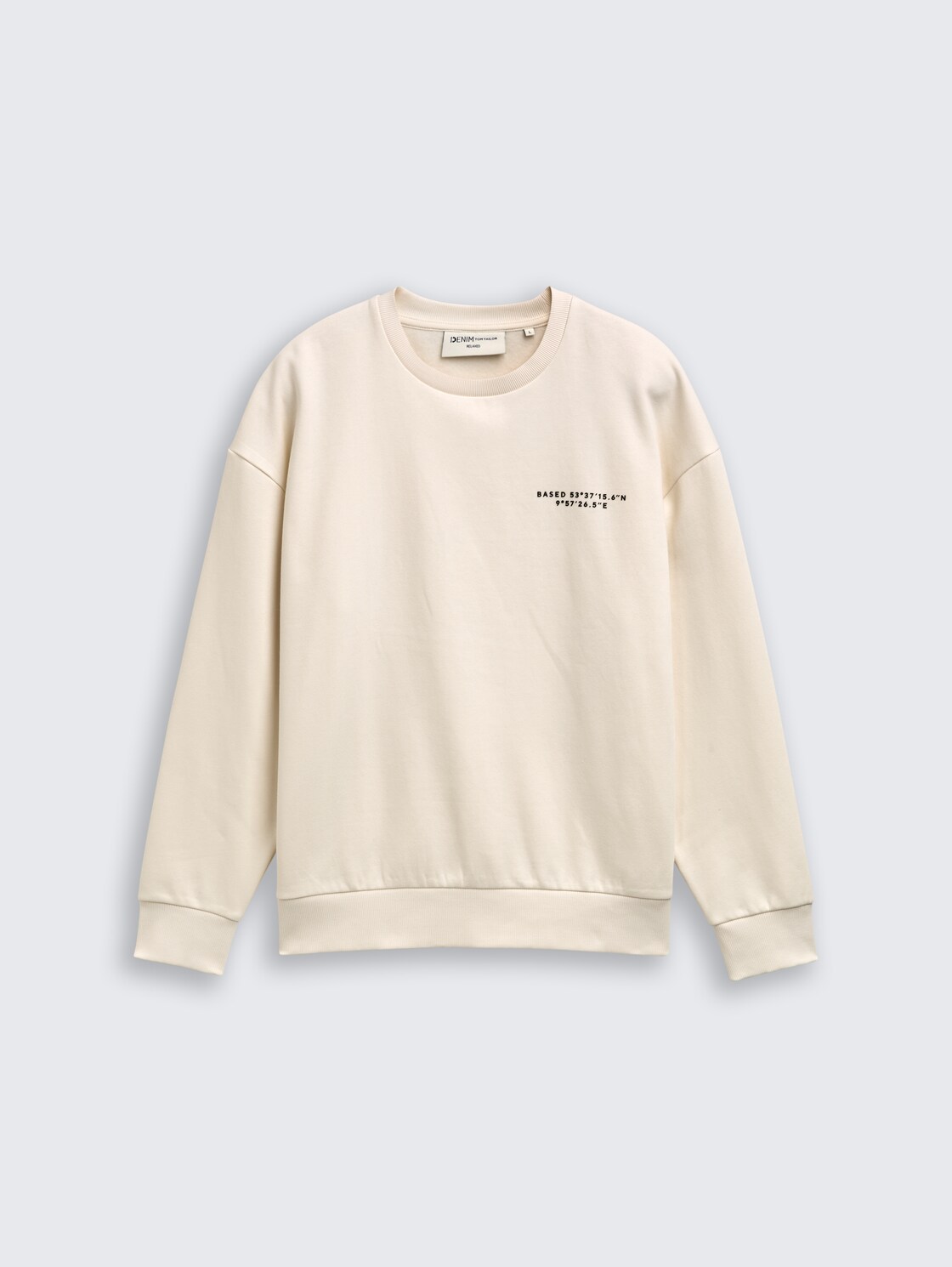 Relaxed Sweatshirt mit Print - Wool White - Vorder-Produkt-Ansicht