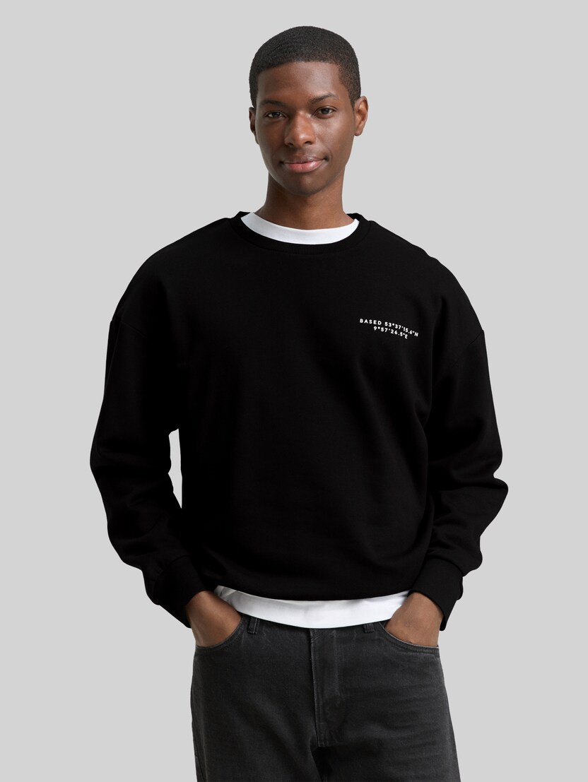 Relaxed sweatshirt met print door Denim Male, Black