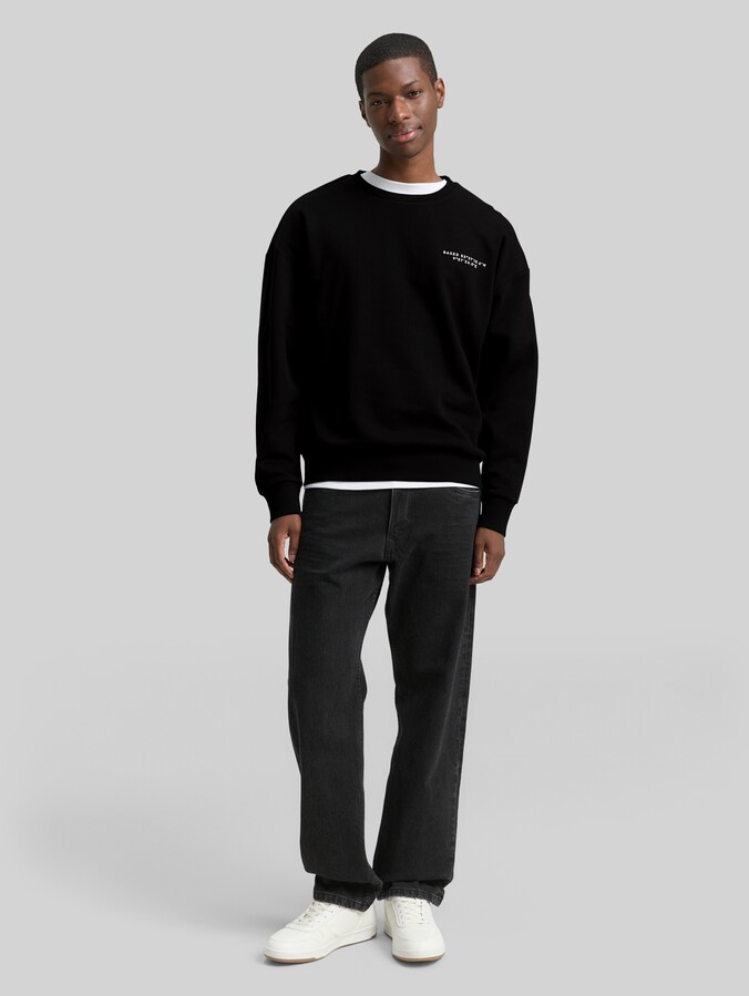 Relaxed Sweatshirt mit Print von Denim Male, Black