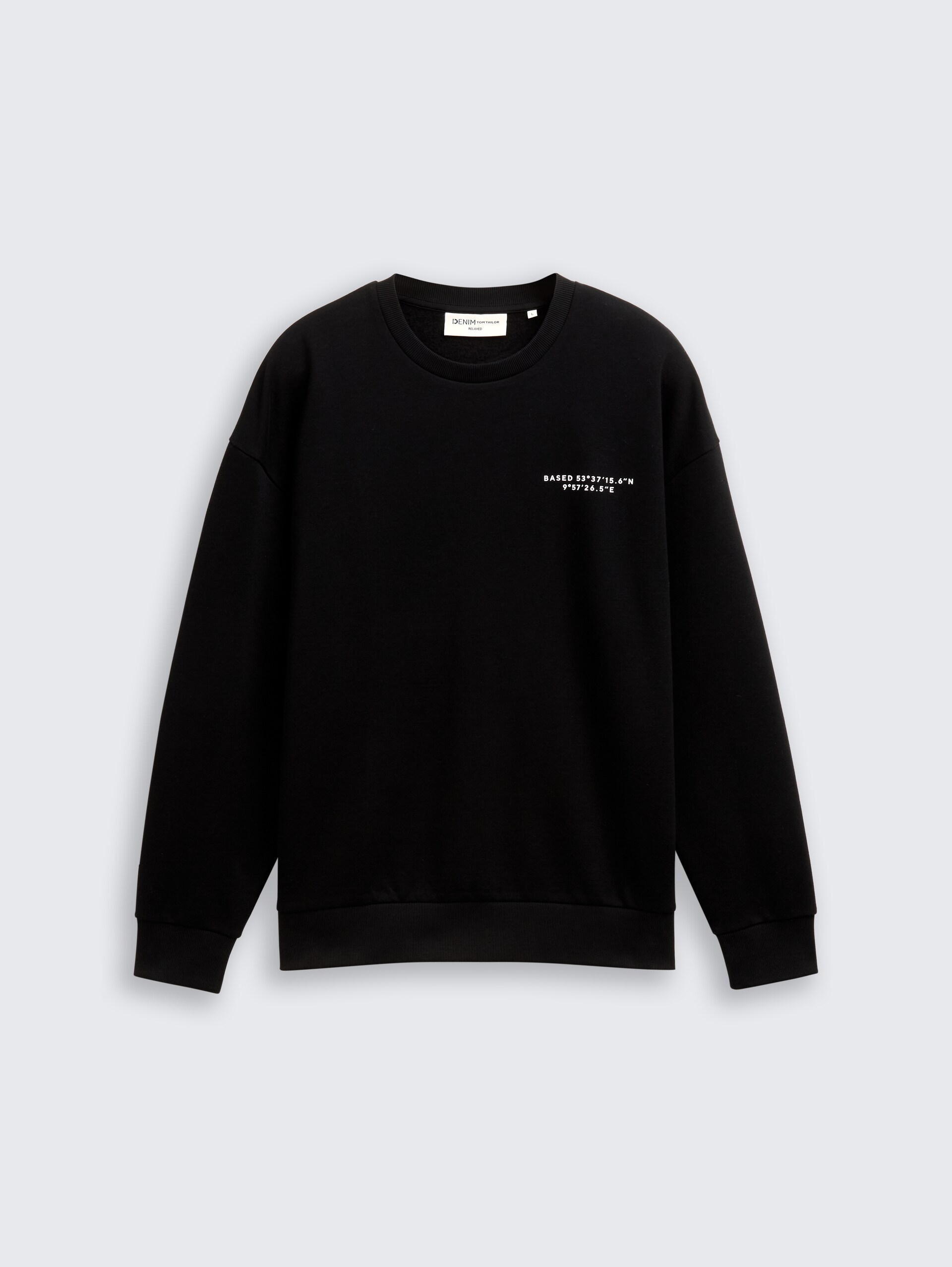 Relaxed Sweatshirt mit Print - Black - Vorder-Produkt-Ansicht